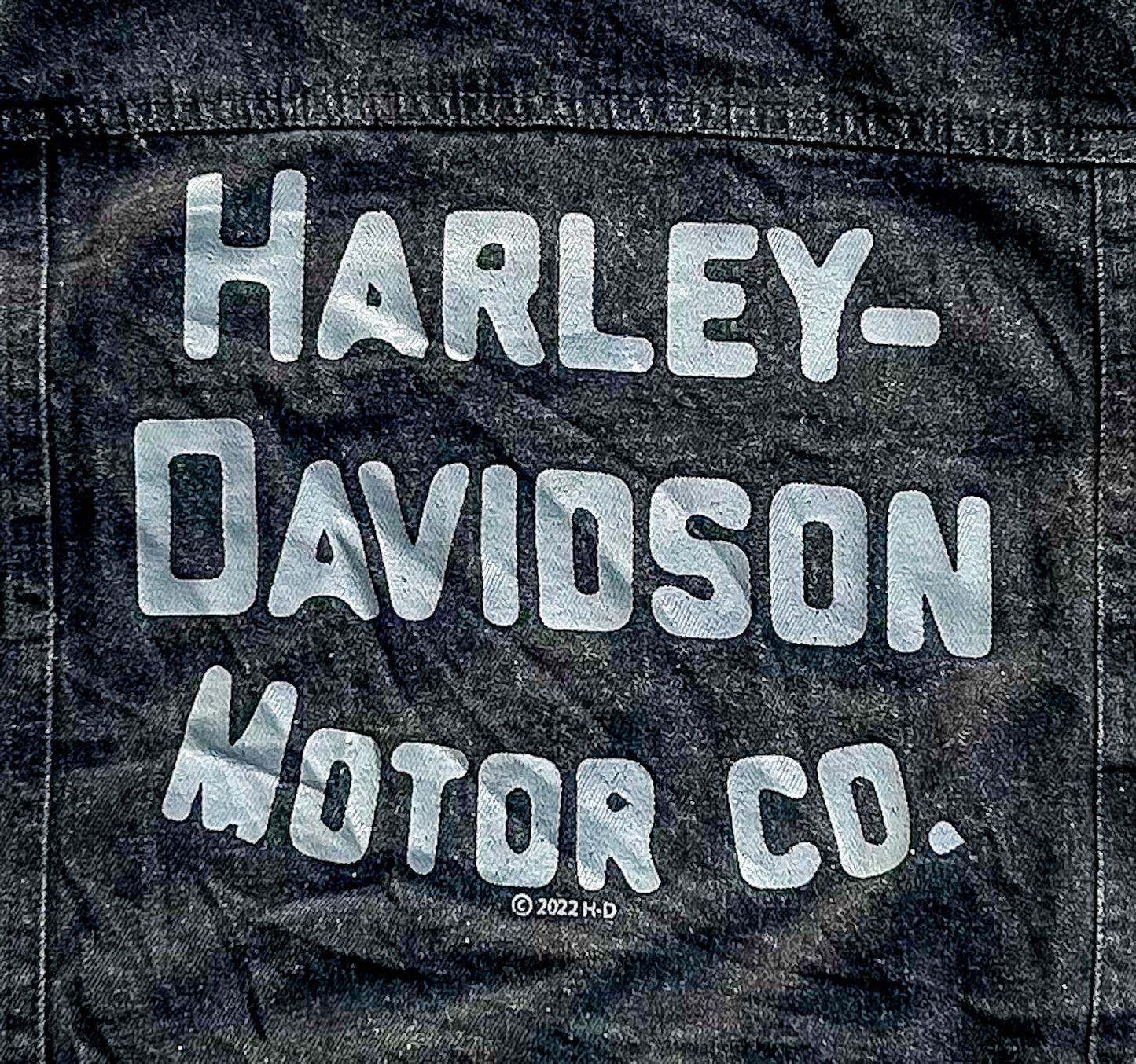 Vintage Kids Harley Davidson Hooded Black Denim Jacket 12-14 Years