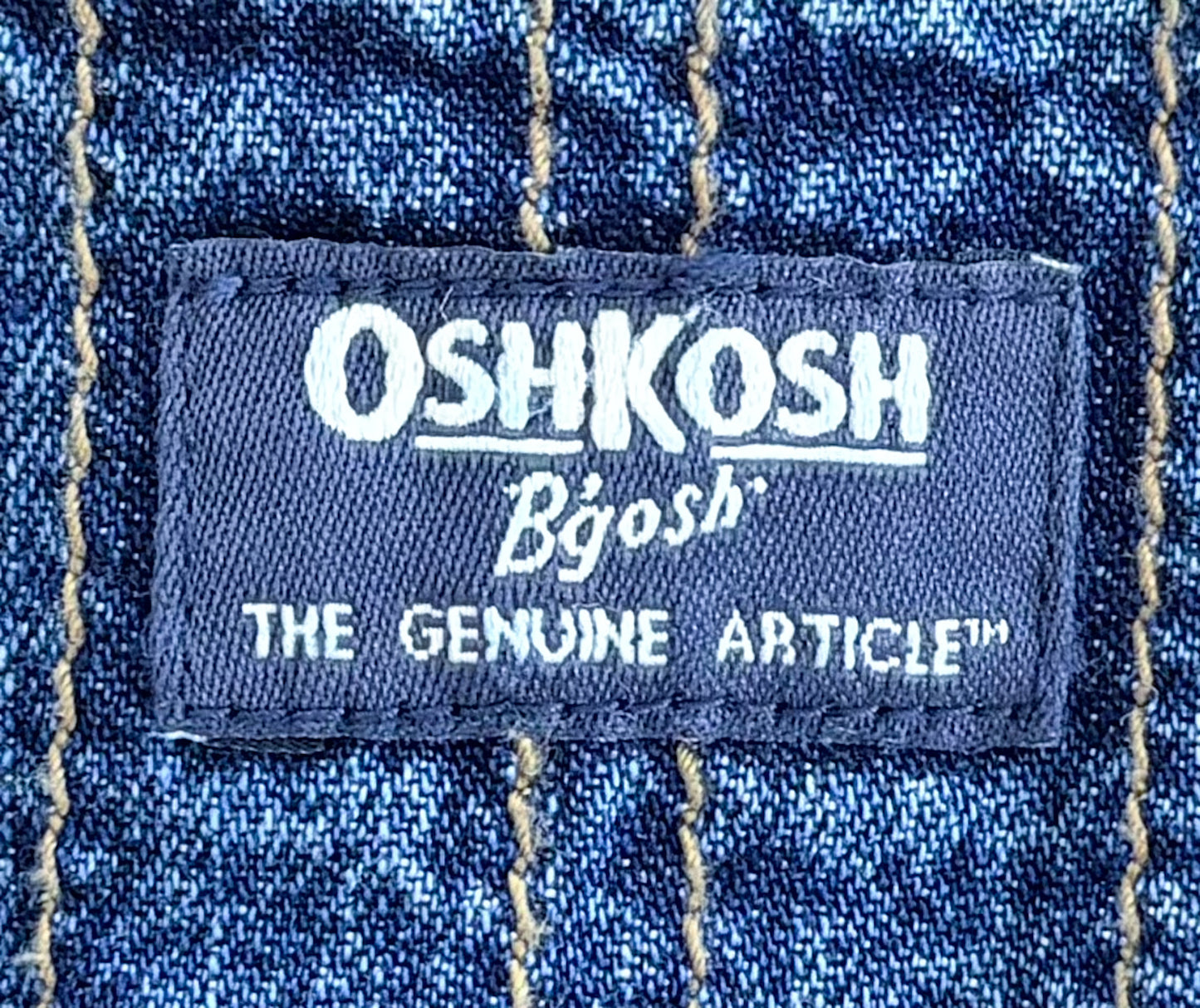 Vintage Kids OshKosh B'Gosh Snap Button Leg Gingham Lined Vestbak Denim Overalls Size 18-24 Months