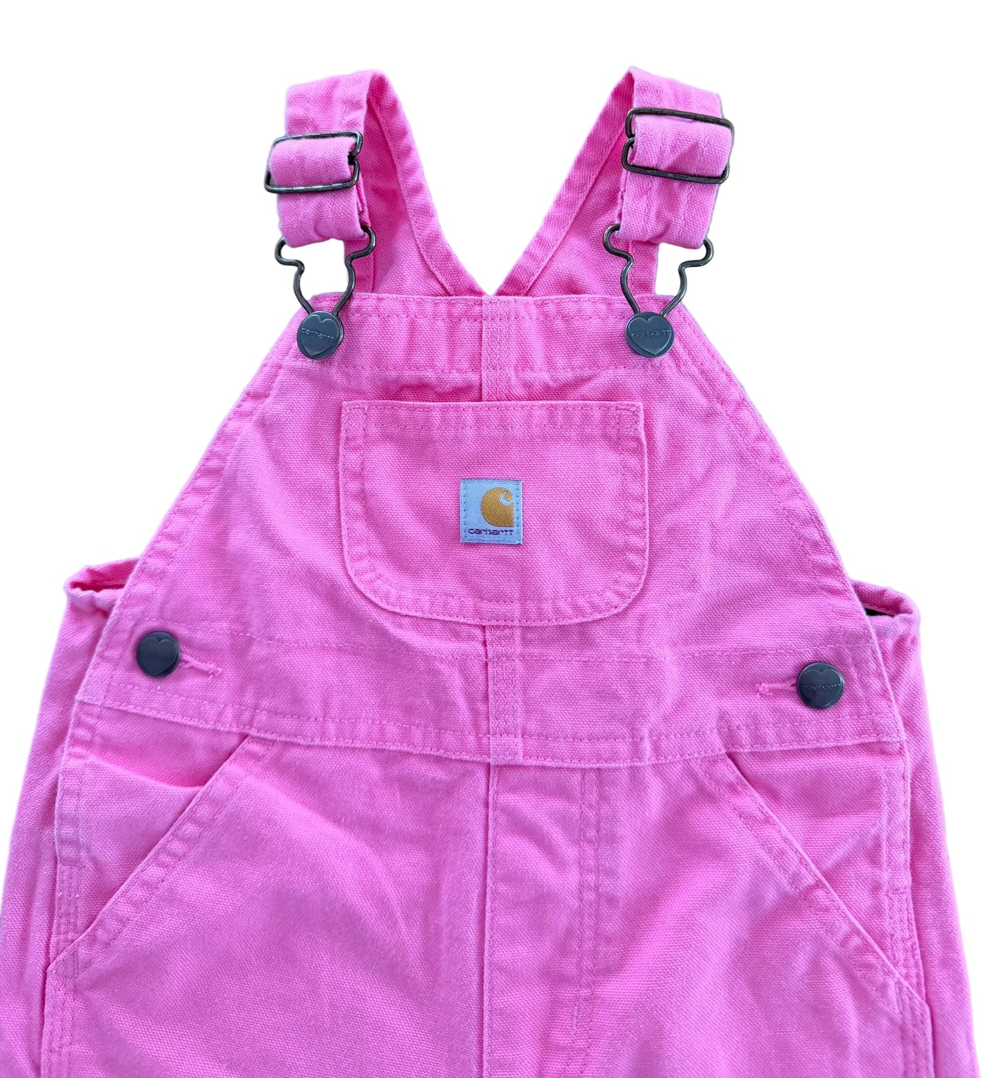 Vintage Kids Carhartt Pink Canvas Snap Button Leg Overalls Size 18 Months
