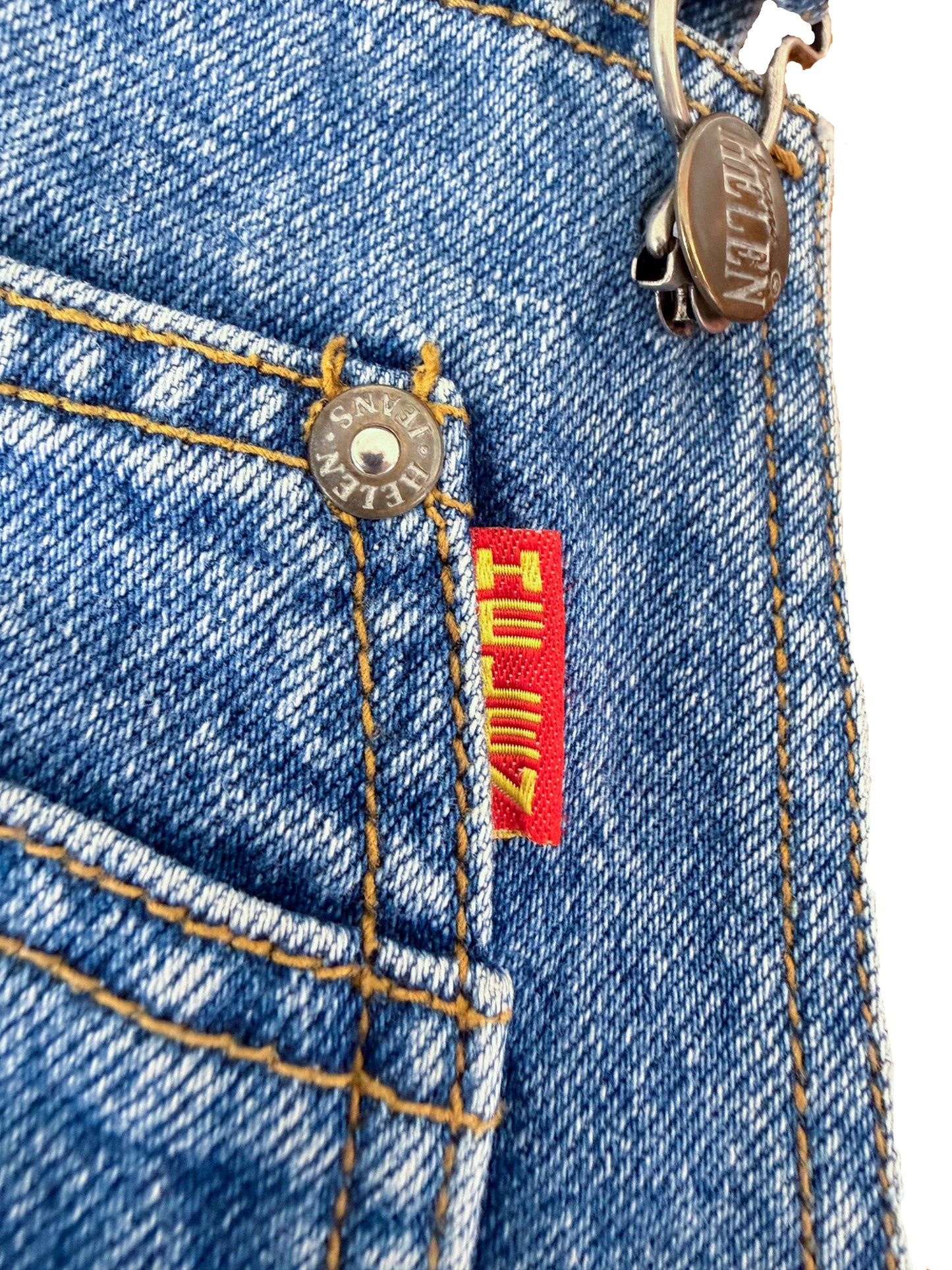 Vintage 90s Kids Embroidered Car Helen Jeans Denim Overalls Size 4-6 Years