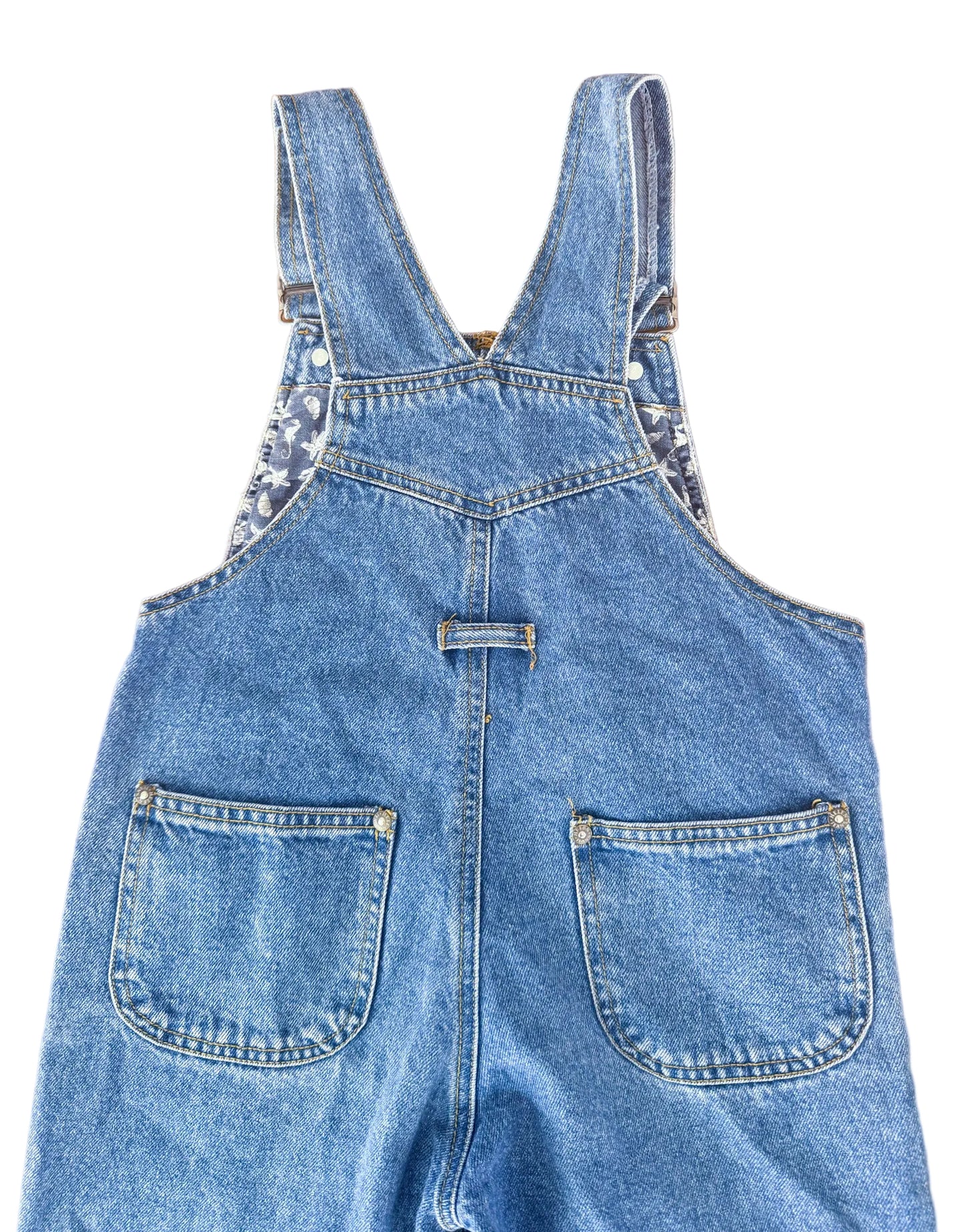 Vintage 90s Kids Embroidered Car Helen Jeans Denim Overalls Size 4-6 Years
