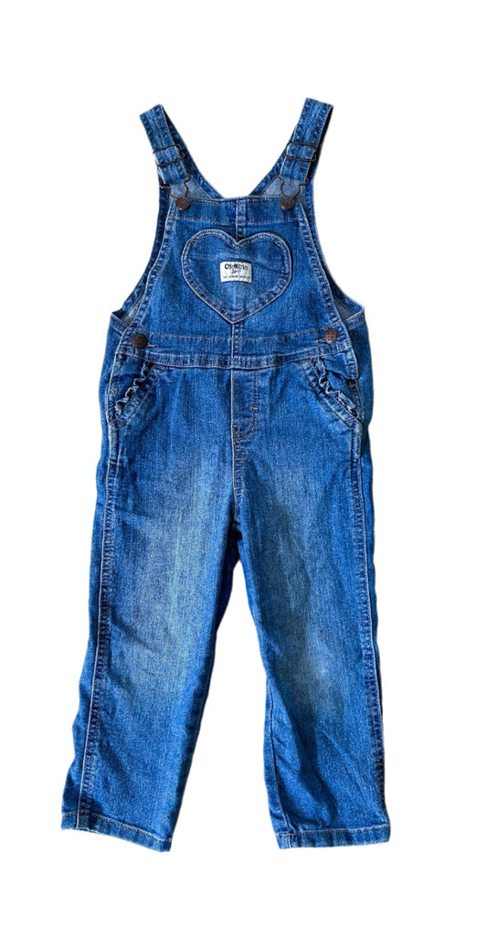 OshKosh B'Gosh Kids Heart Pocket Denim Overalls 3 Years