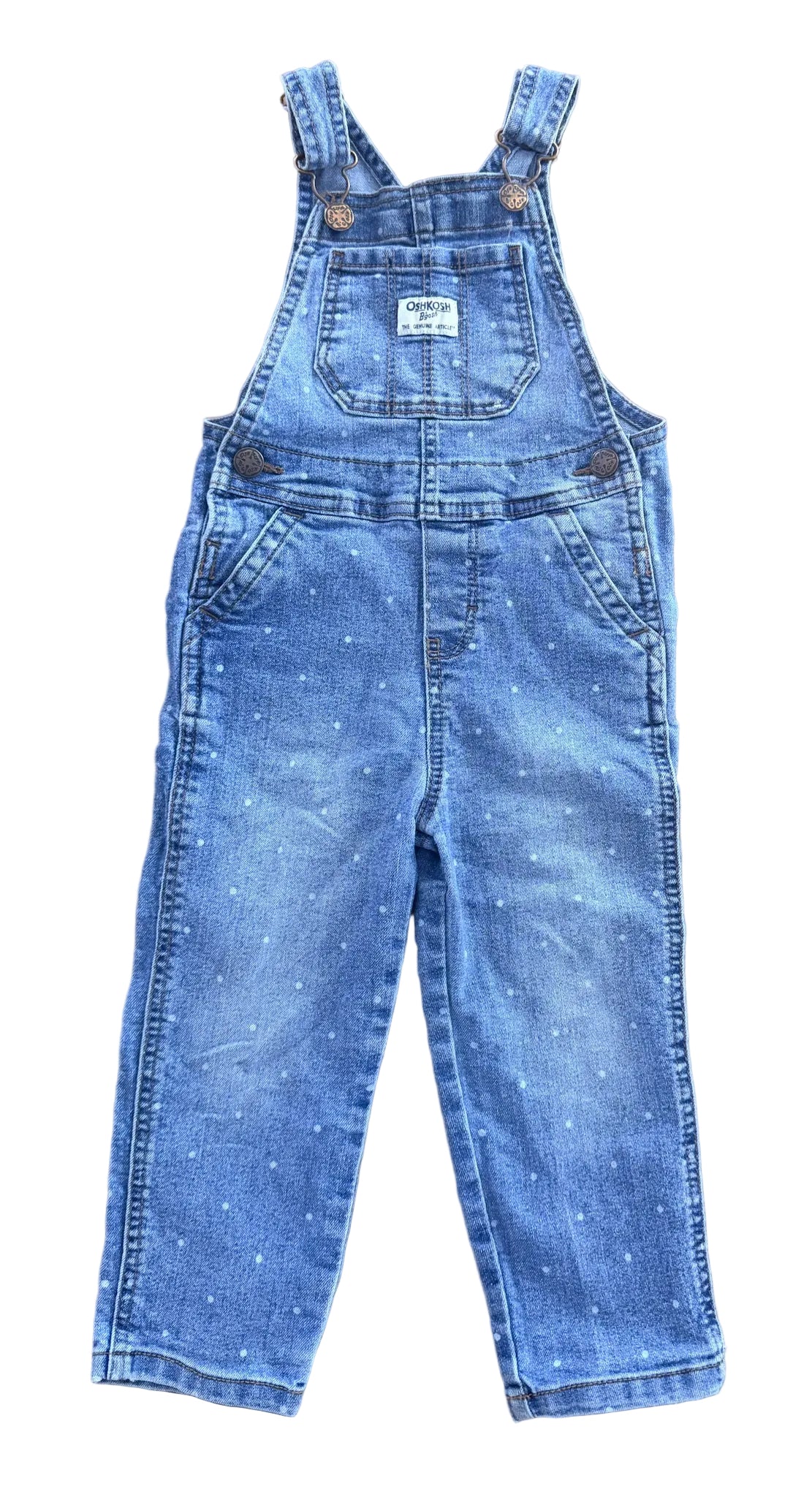 Vintage Kids OshKosh B'Gosh Polka Dot Vestbak Dungarees Overalls Size 3 Years