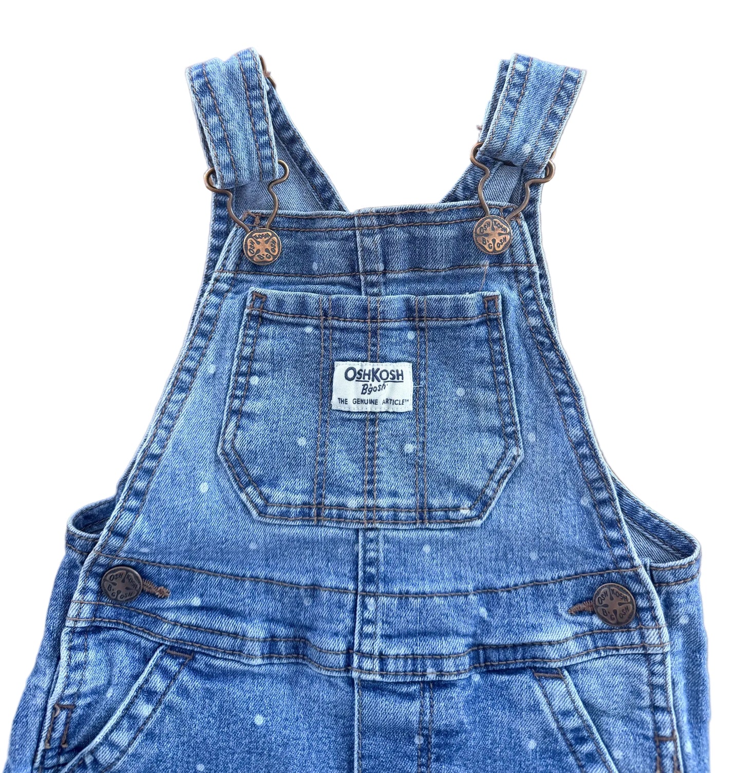 Vintage Kids OshKosh B'Gosh Polka Dot Vestbak Dungarees Overalls Size 3 Years