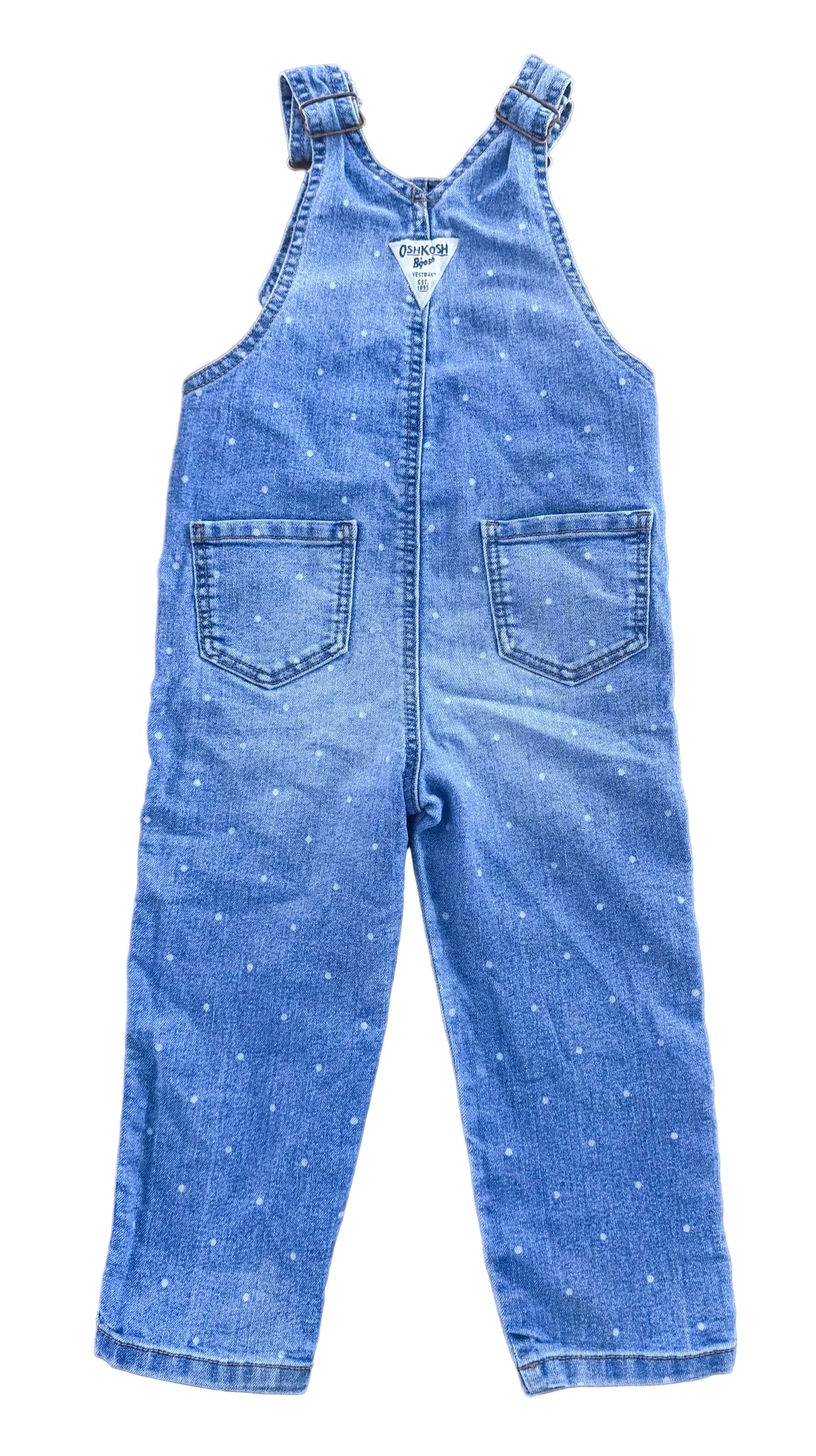 Vintage Kids OshKosh B'Gosh Polka Dot Vestbak Dungarees Overalls Size 3 Years