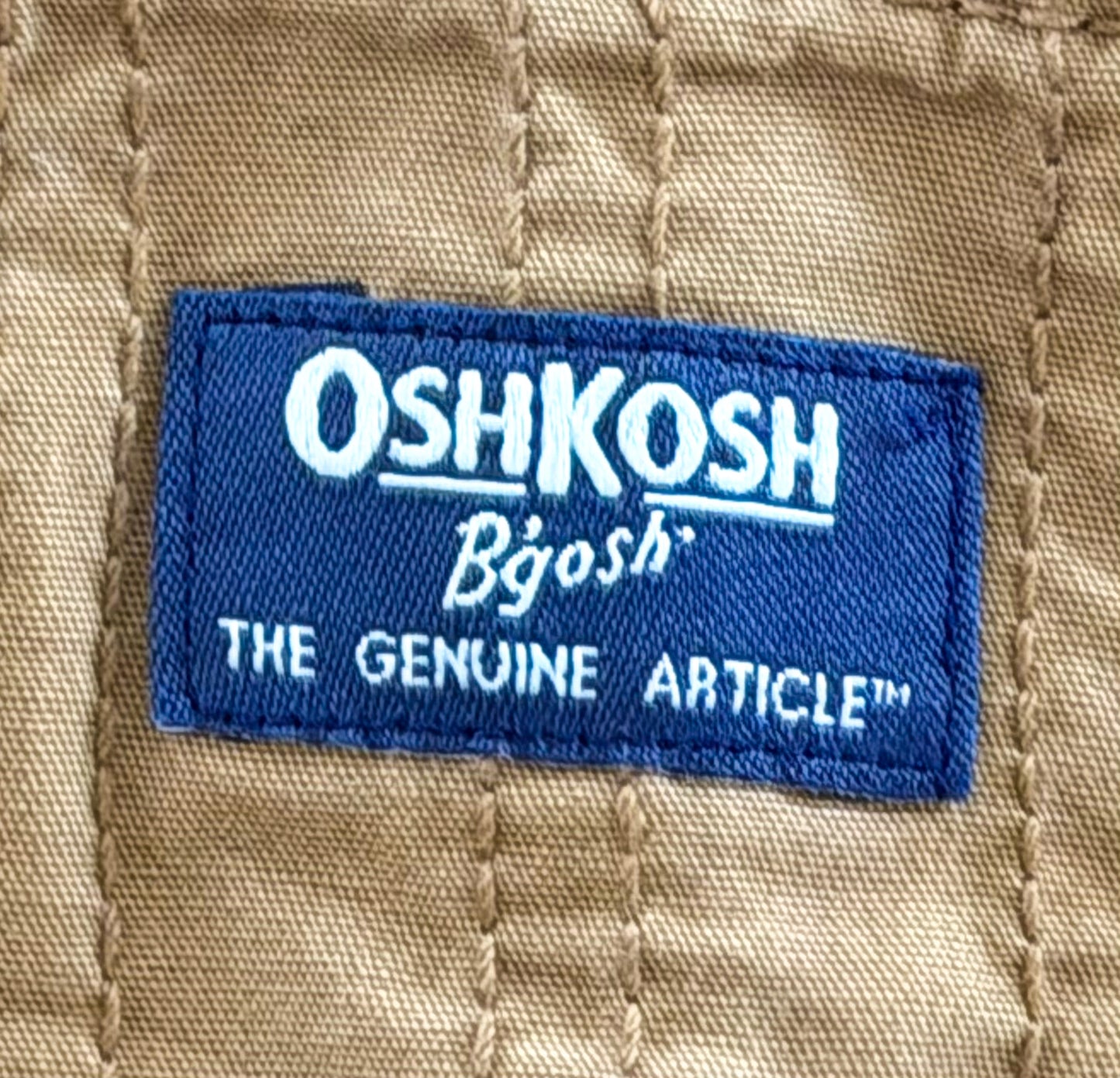 Vintage Kids OshKosh Bgosh Tan Cotton Snap Button Leg Overalls Size 9 Months