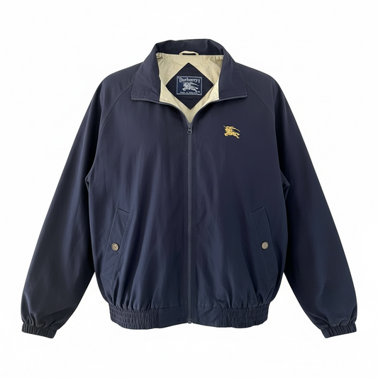 Burberrys’ Embroidered Logo Harrington Jacket Navy – Large
