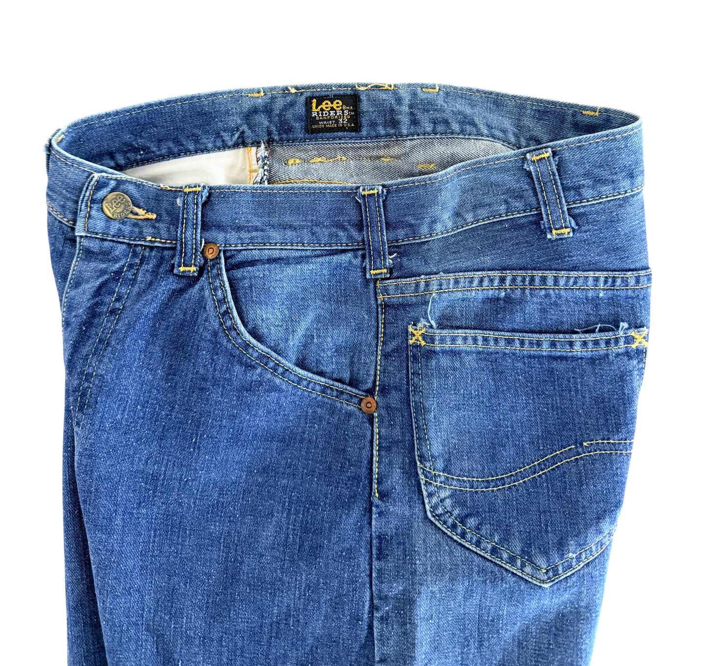 Vintage 1970S Lee Riders Union Made, Made in USA Denim Jeans, 30W
