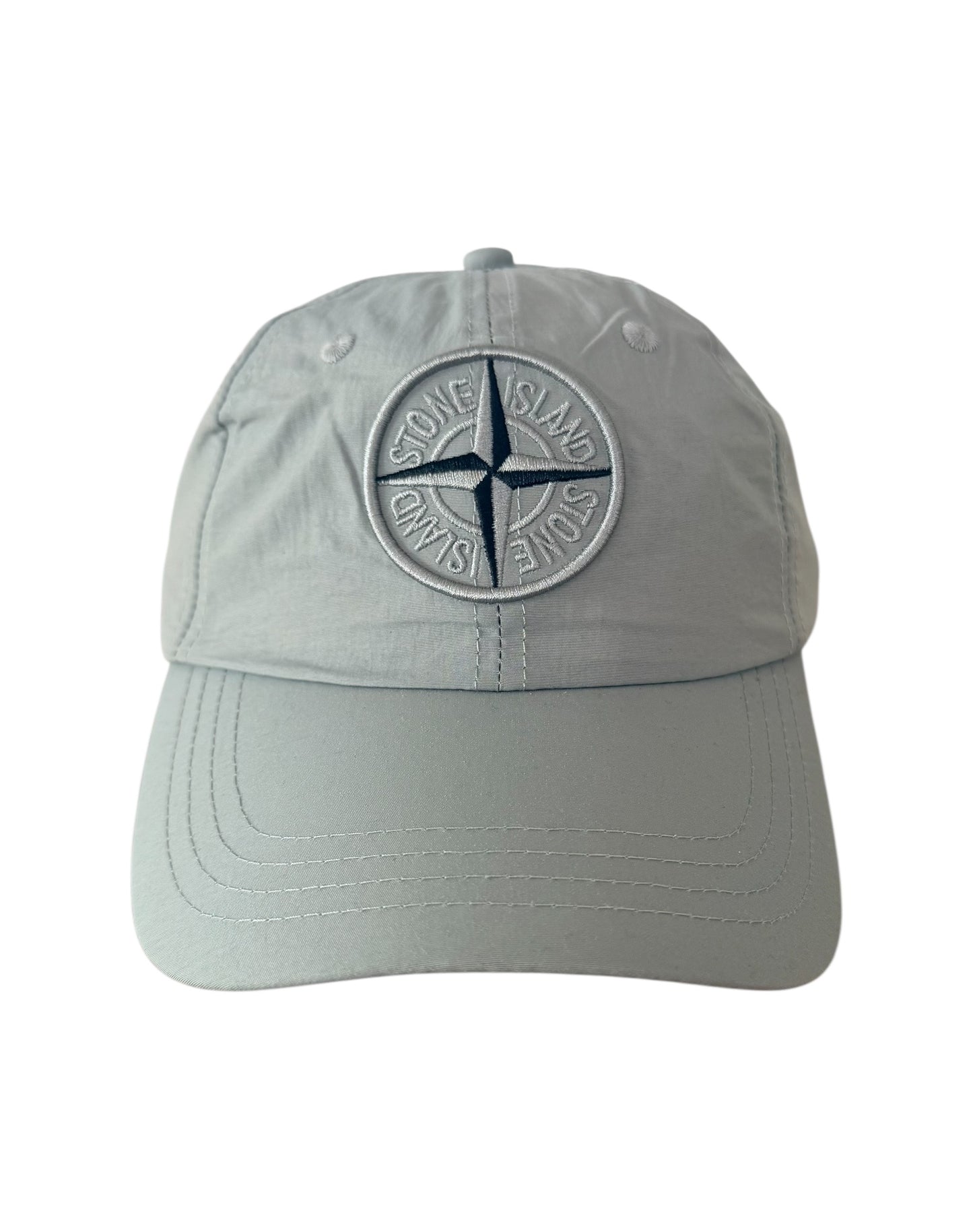 Stone Island Compass Logo Cap Grey Nylon Adjustable Cap
