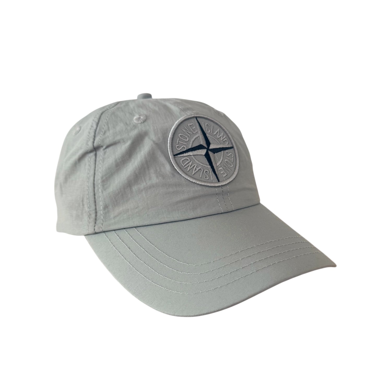 Stone Island Compass Logo Cap Grey Nylon Adjustable Cap