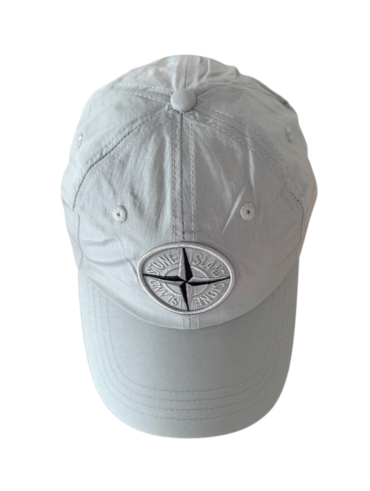 Stone Island Compass Logo Cap Grey Nylon Adjustable Cap