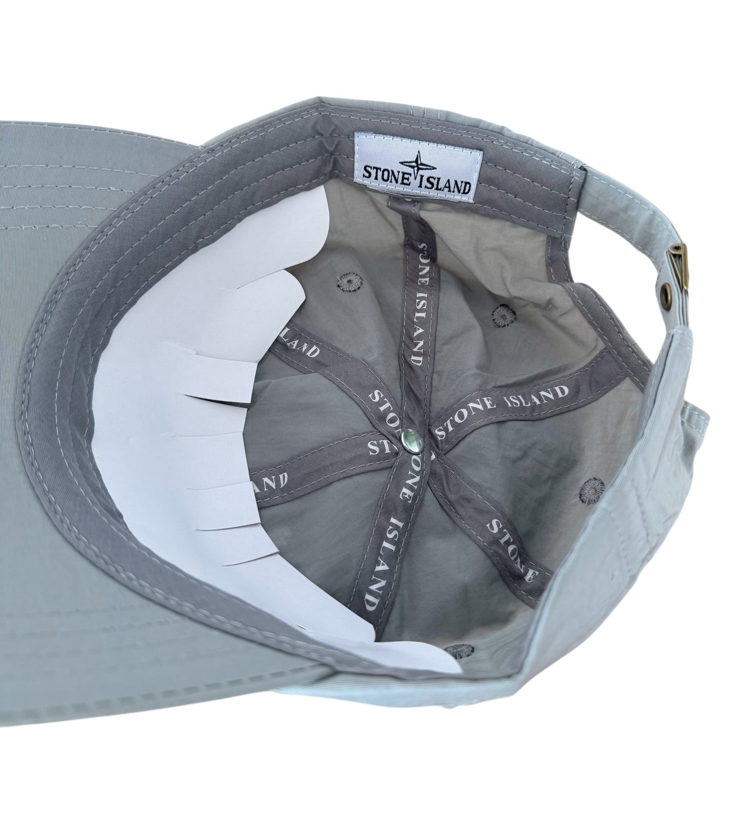 Stone Island Compass Logo Cap Grey Nylon Adjustable Cap