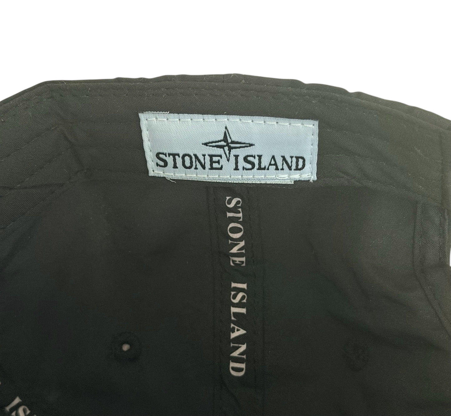 Stone Island Compass Logo Black Nylon Adjustable Cap