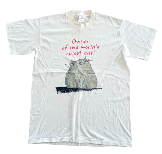 Vintage 90s “Owner of the World’s Cutest Cat!” Single Stitch Made in USA T-Shirt XL