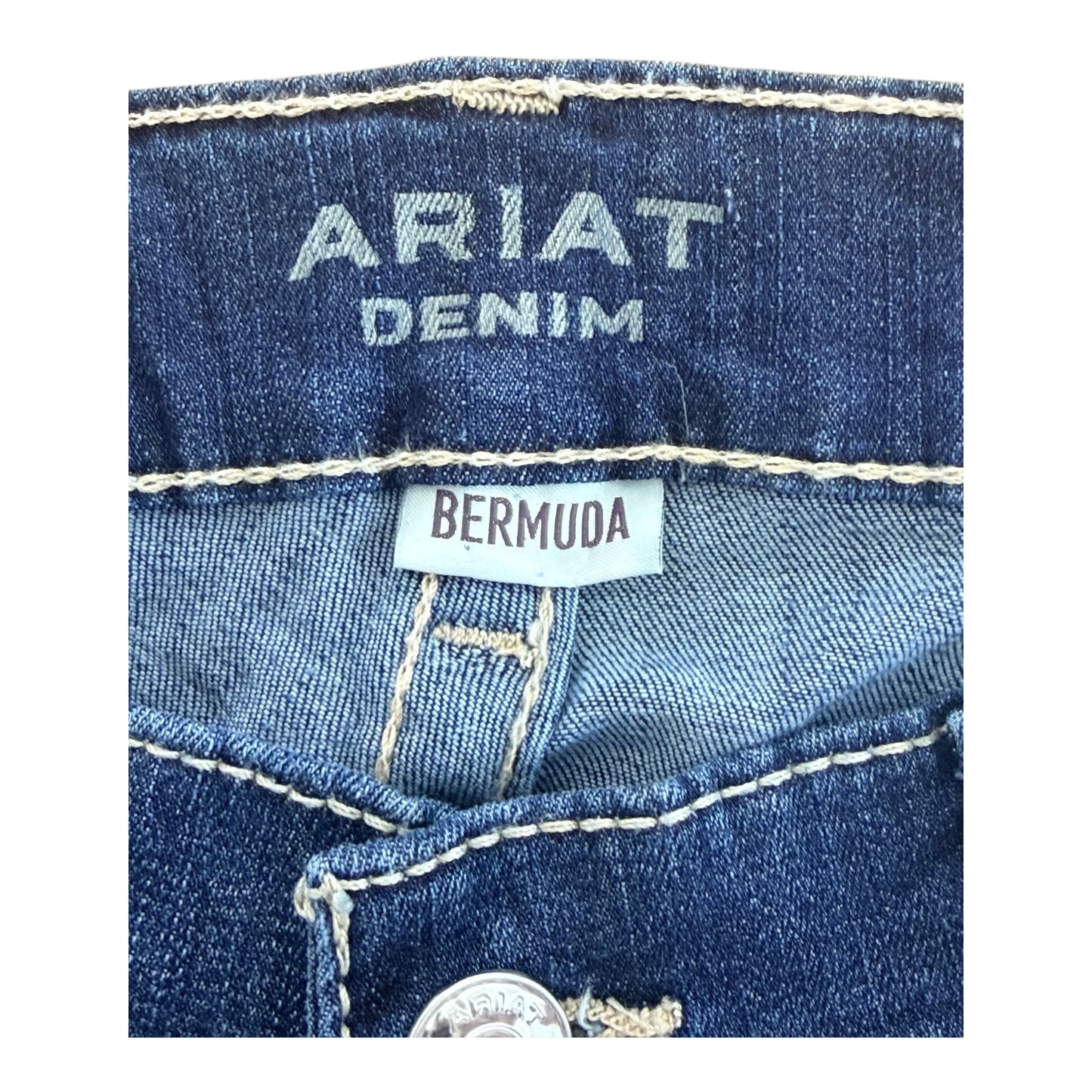Vintage Ariat Stretch Denim Embroidered Pocket Bermuda Shorts, 33W