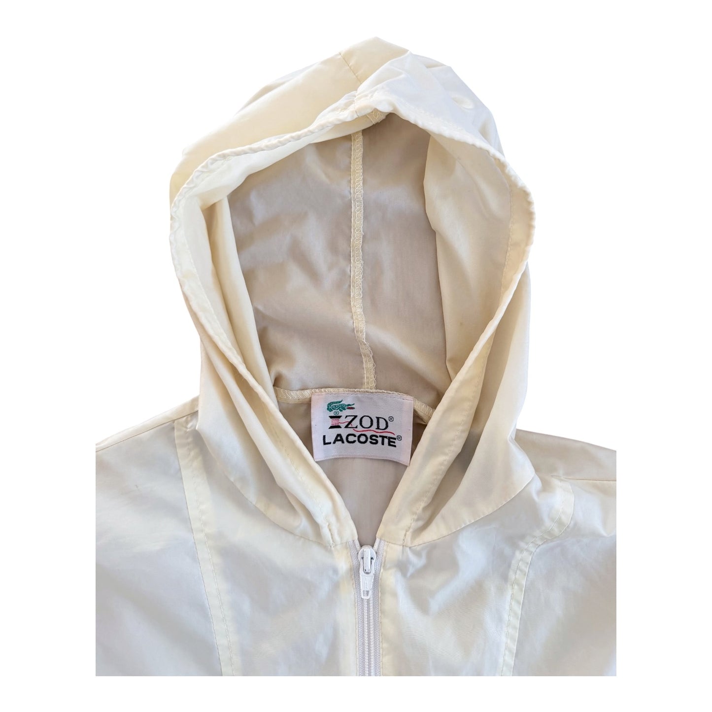 Vintage 1980s IZOD Lacoste Hooded Quarter Zip Windbreaker Jacket, Medium