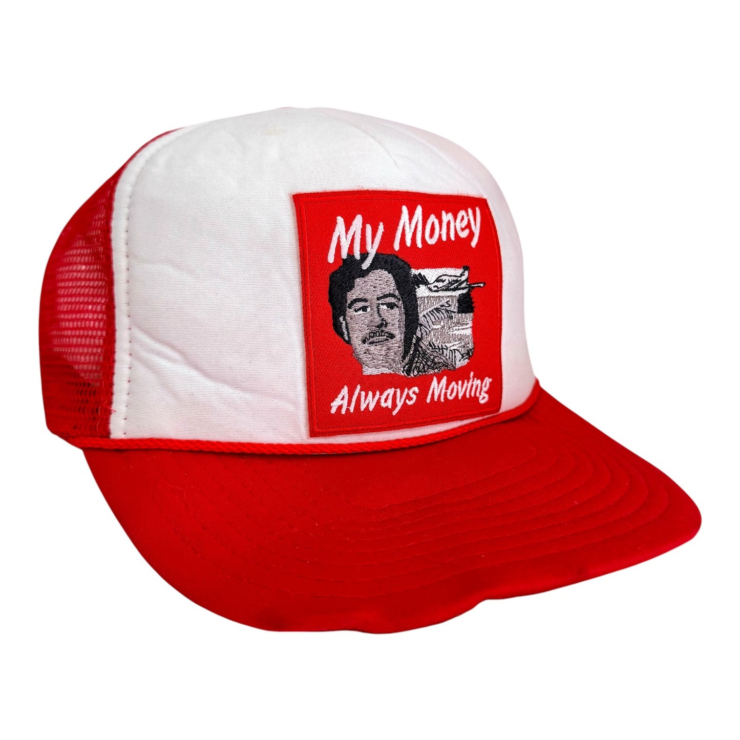 Pablo Escobar "My Money Always Moving" Embroidered Trucker Cap