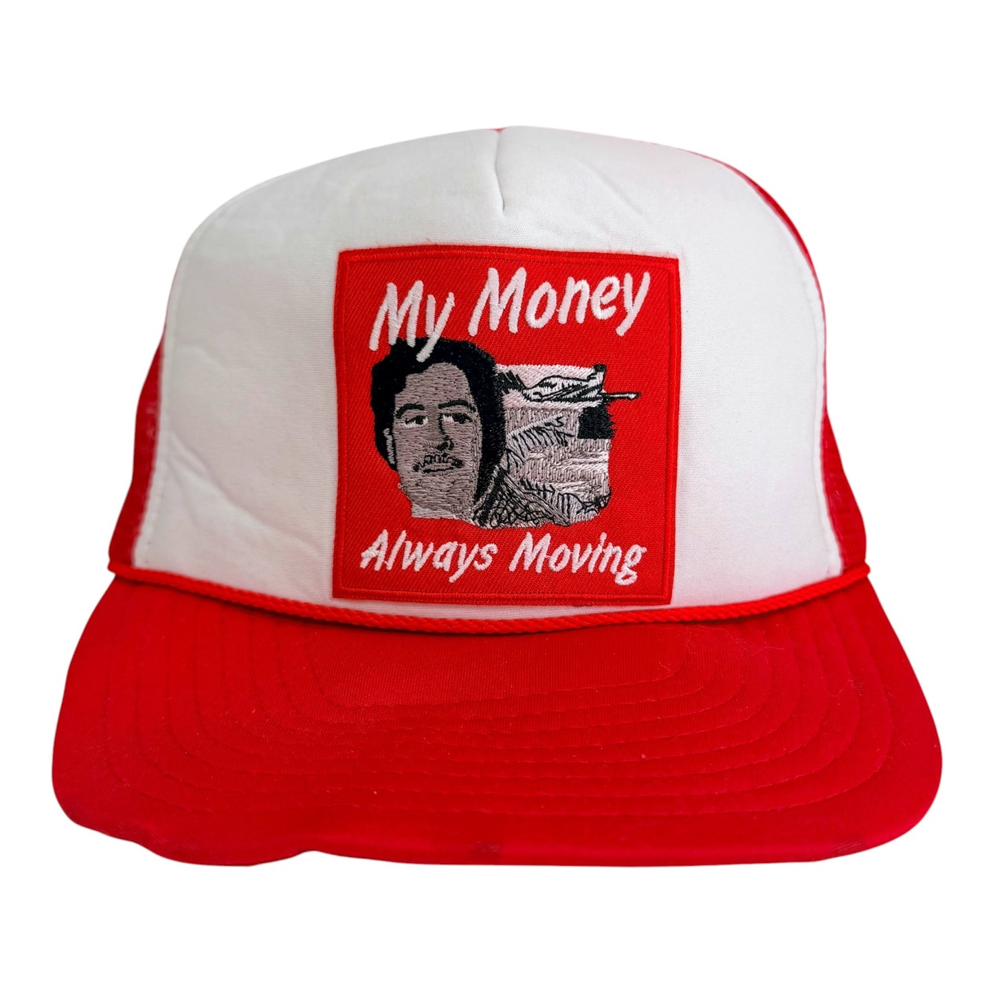 Pablo Escobar "My Money Always Moving" Embroidered Trucker Cap