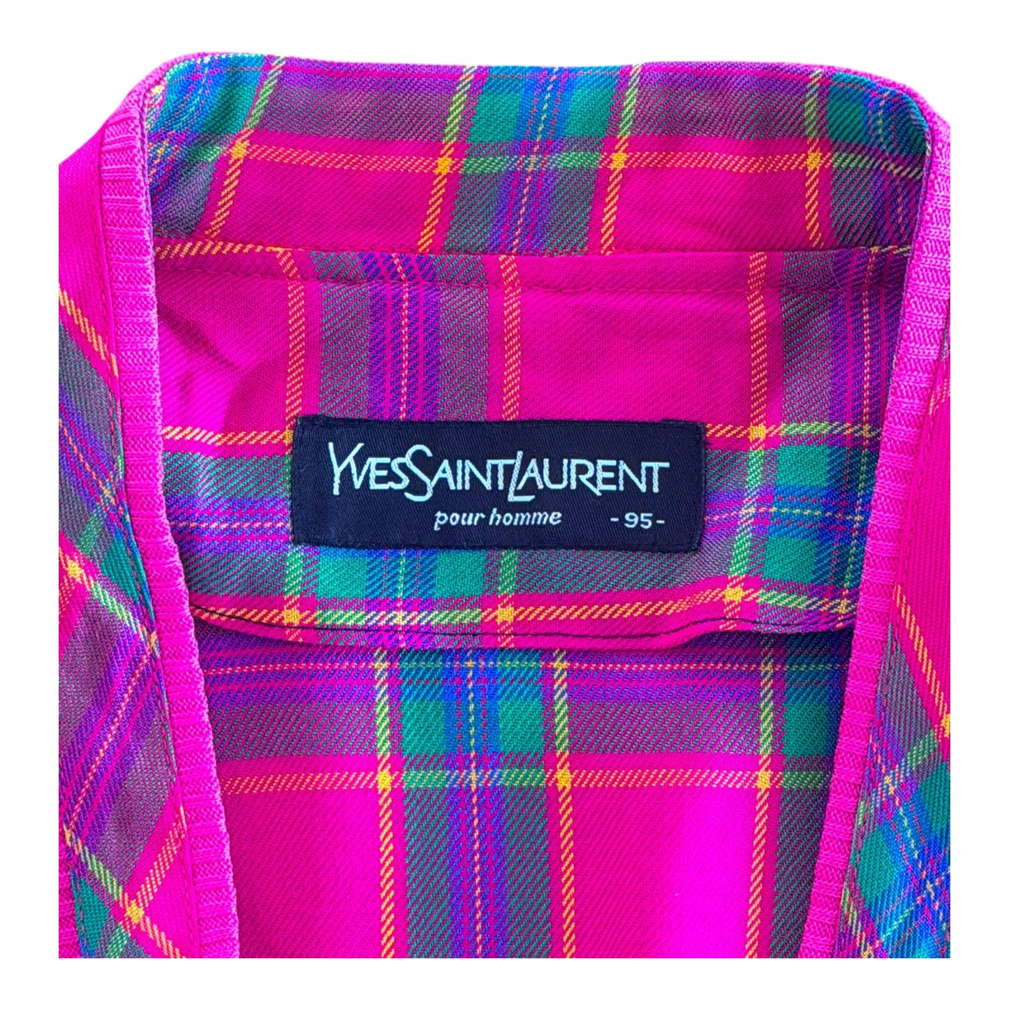 Vintage Yves Saint Laurent Hot Pink Tartan Bomber Jacket, Large
