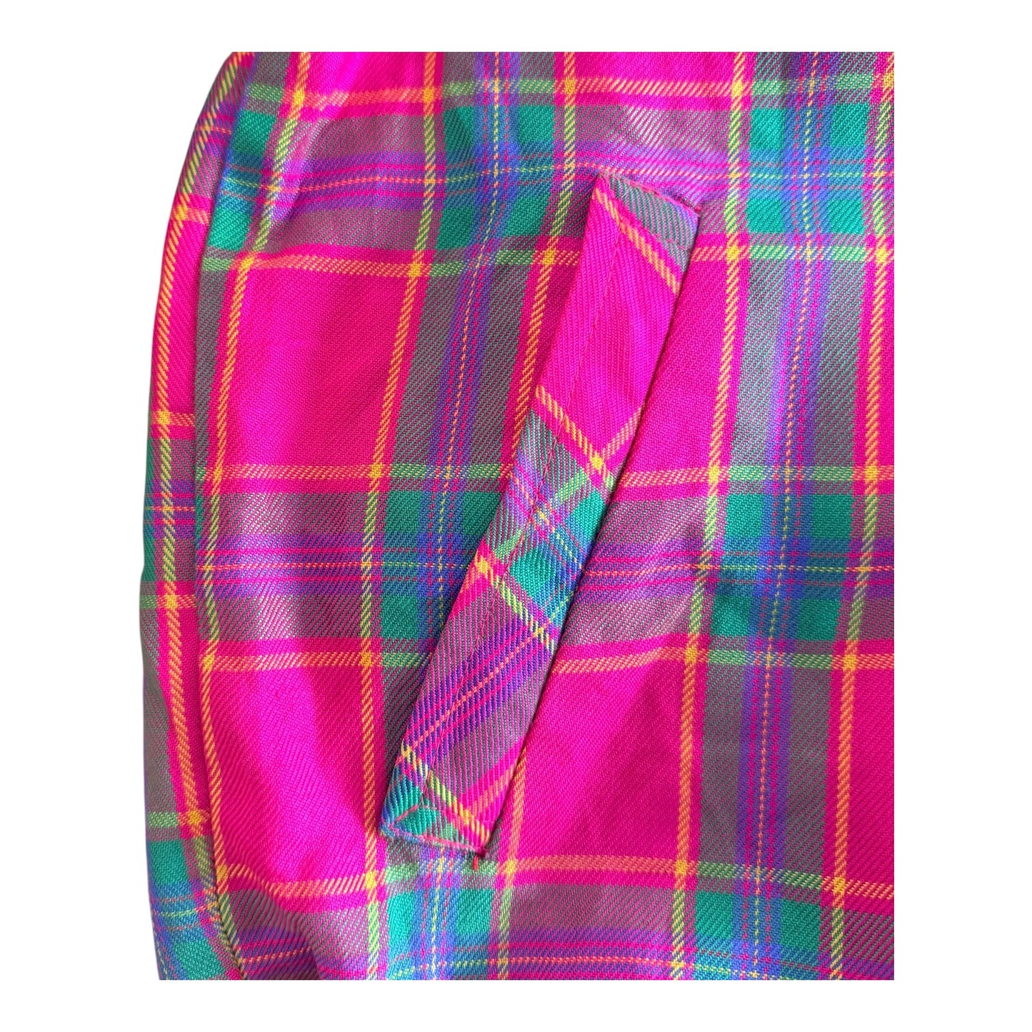Vintage Yves Saint Laurent Hot Pink Tartan Bomber Jacket, Large
