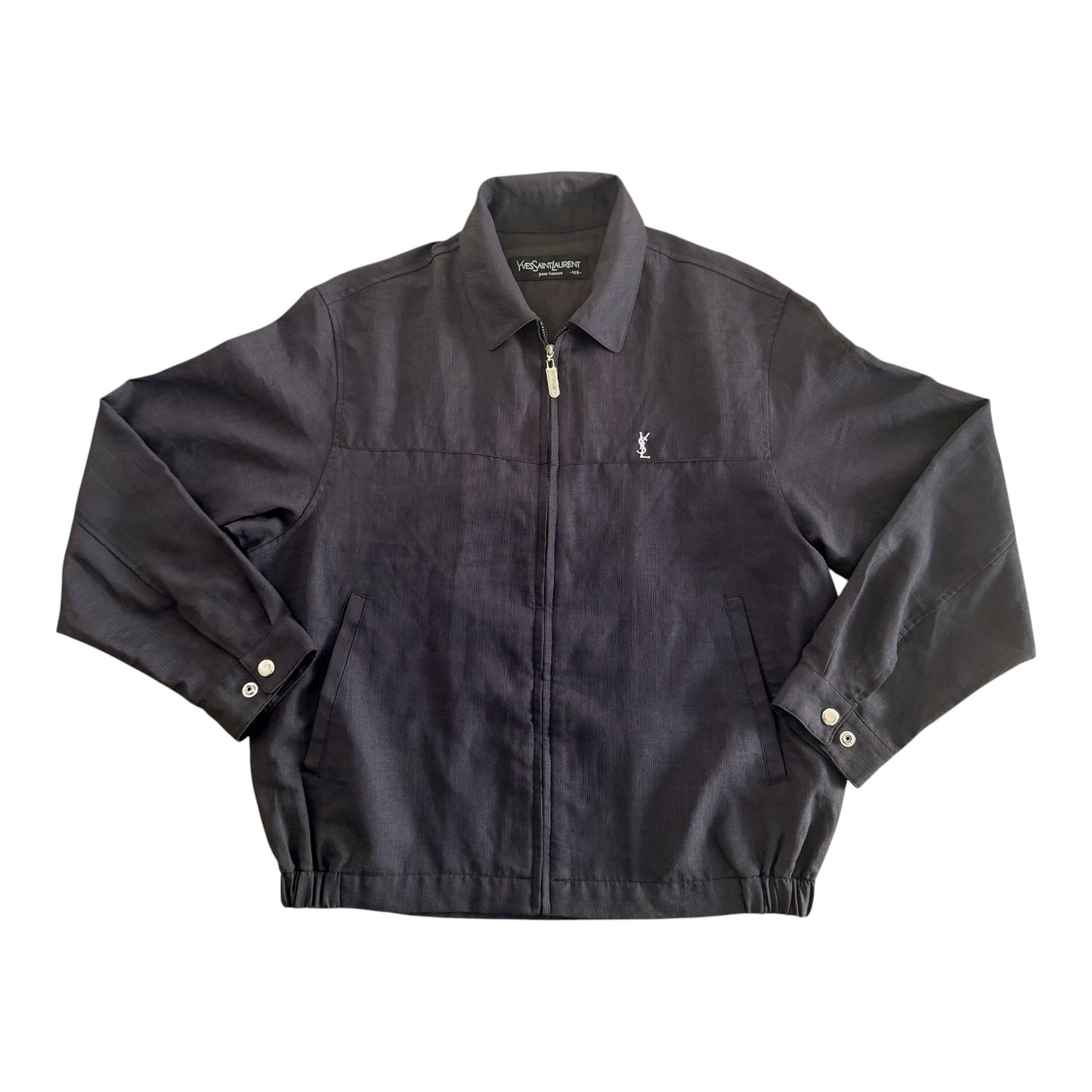 Vintage Yves Saint Laurent Lightweight Collared Jacket, Black, Medium