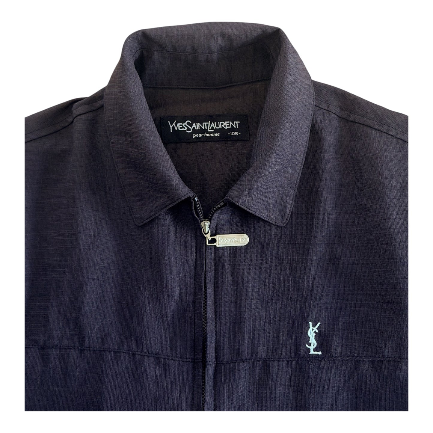Vintage Yves Saint Laurent Lightweight Collared Jacket, Black, Medium