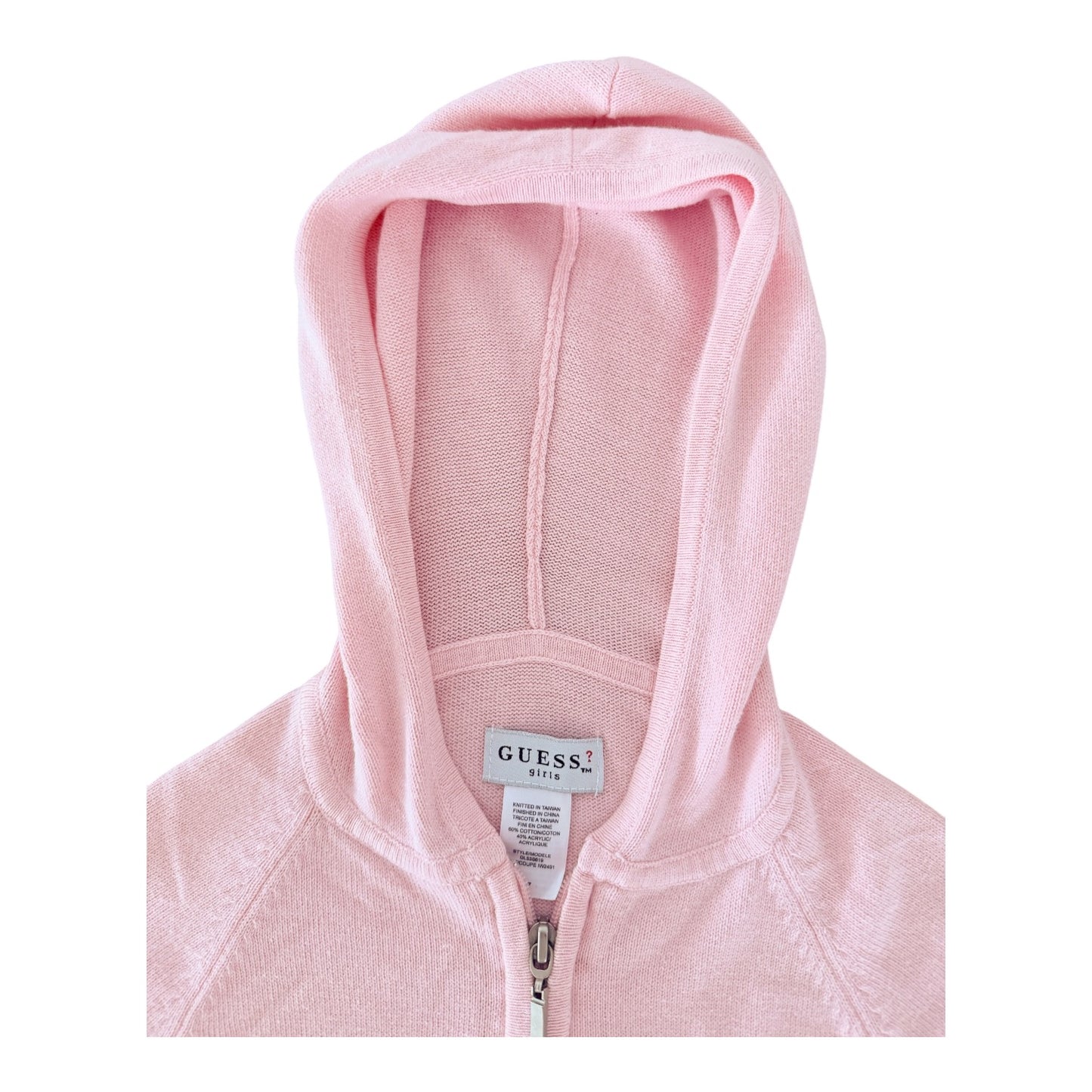 Guess Girls Pink Varsity Zip Hoodie Kids size 7