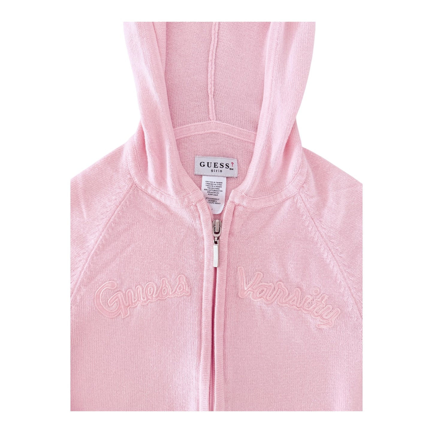 Guess Girls Pink Varsity Zip Hoodie Kids size 7