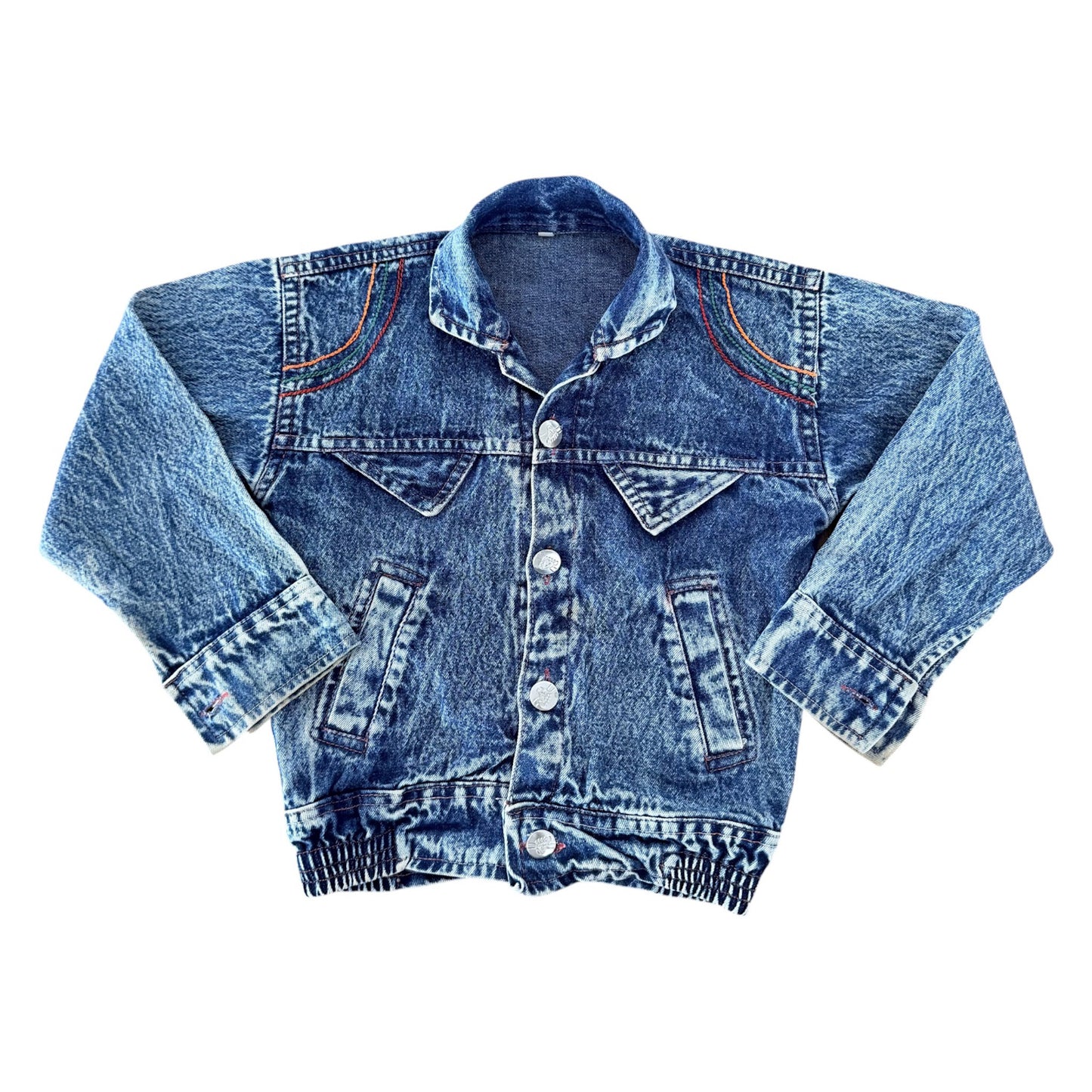 1980s Kids Acid Wash Denim Jacket Vintage Blue Denim Jacket, 5–6 Years