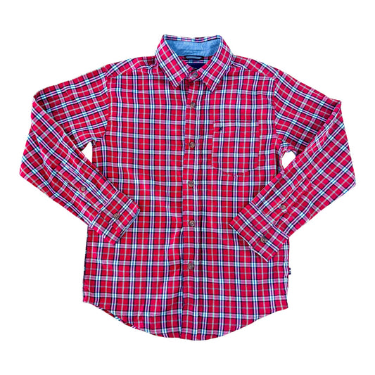 Kids Nautica Red Plaid Long Sleeve Shirt, 8 Years