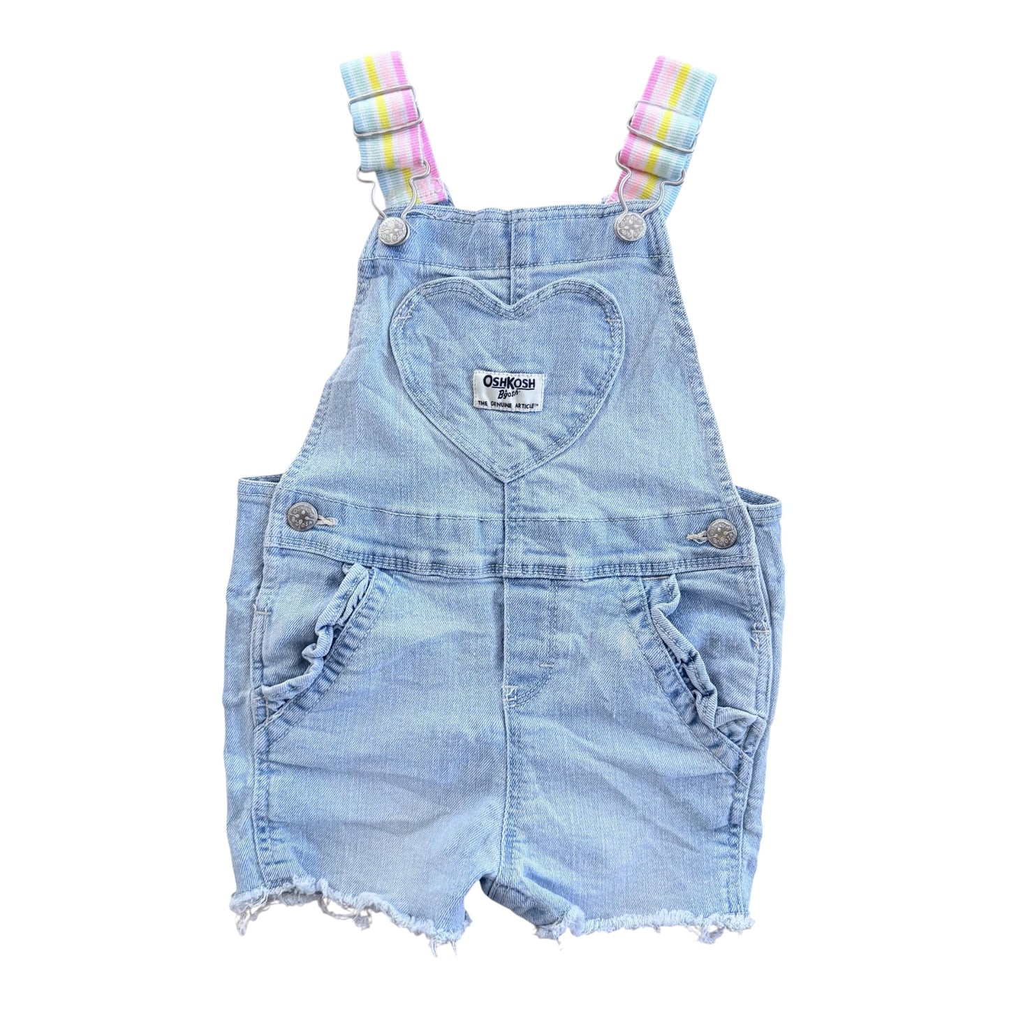 Kids OshKosh B'gosh Heart Denim Short Overalls, 18 Months