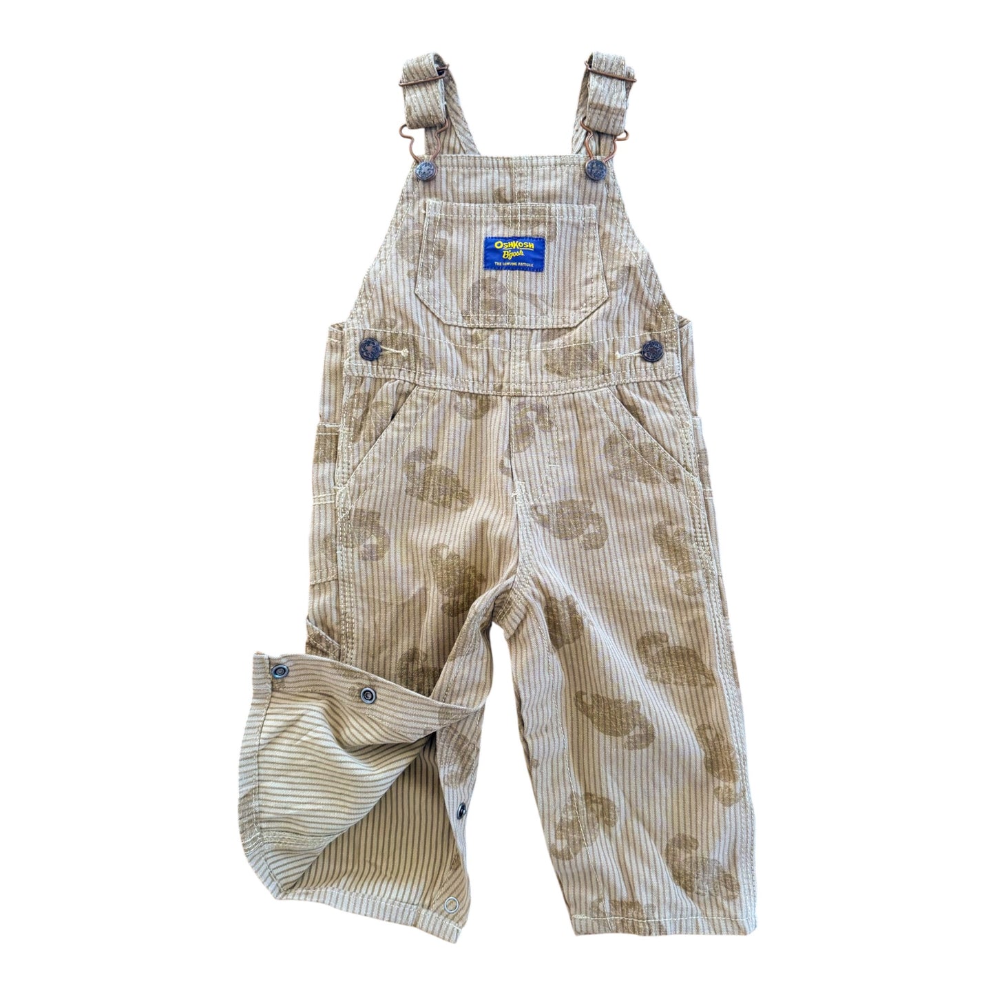 Kids OshKosh B'gosh Dinosaur Stripe Overalls, 12 Months