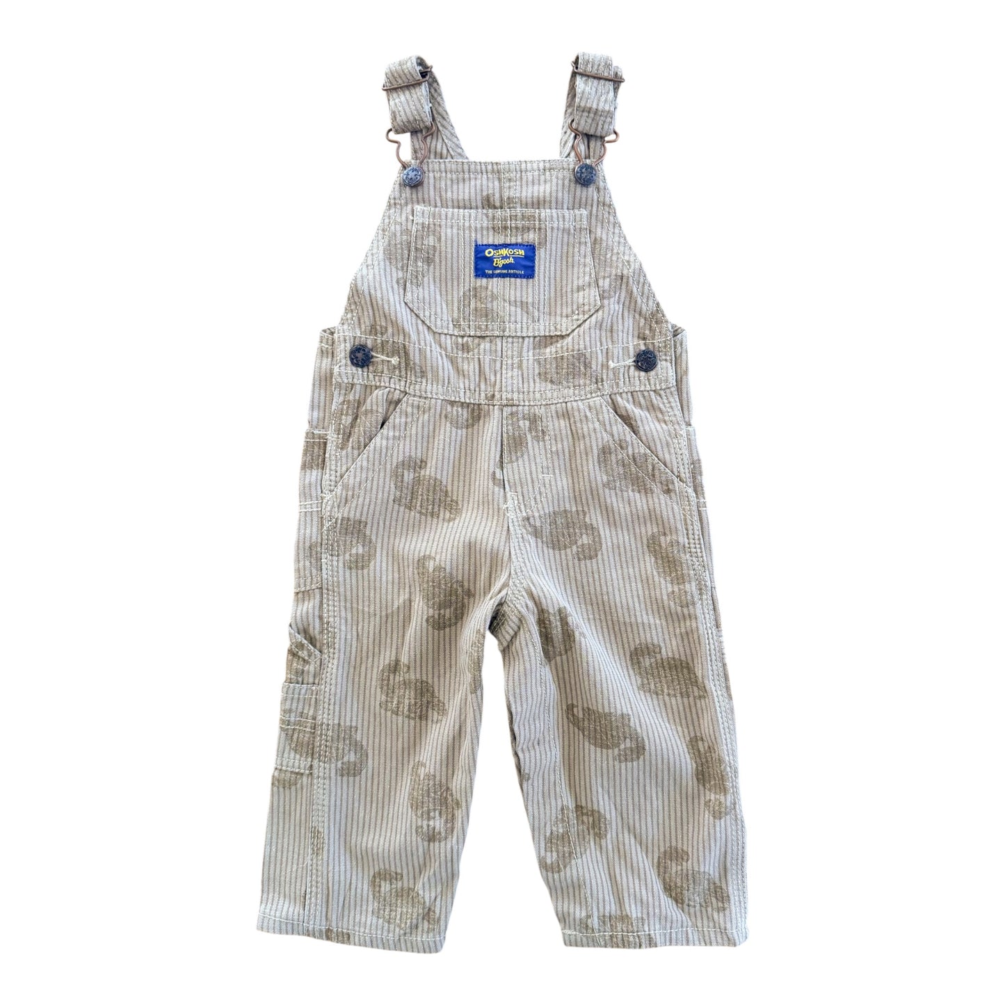 Kids OshKosh B'gosh Dinosaur Stripe Overalls, 12 Months