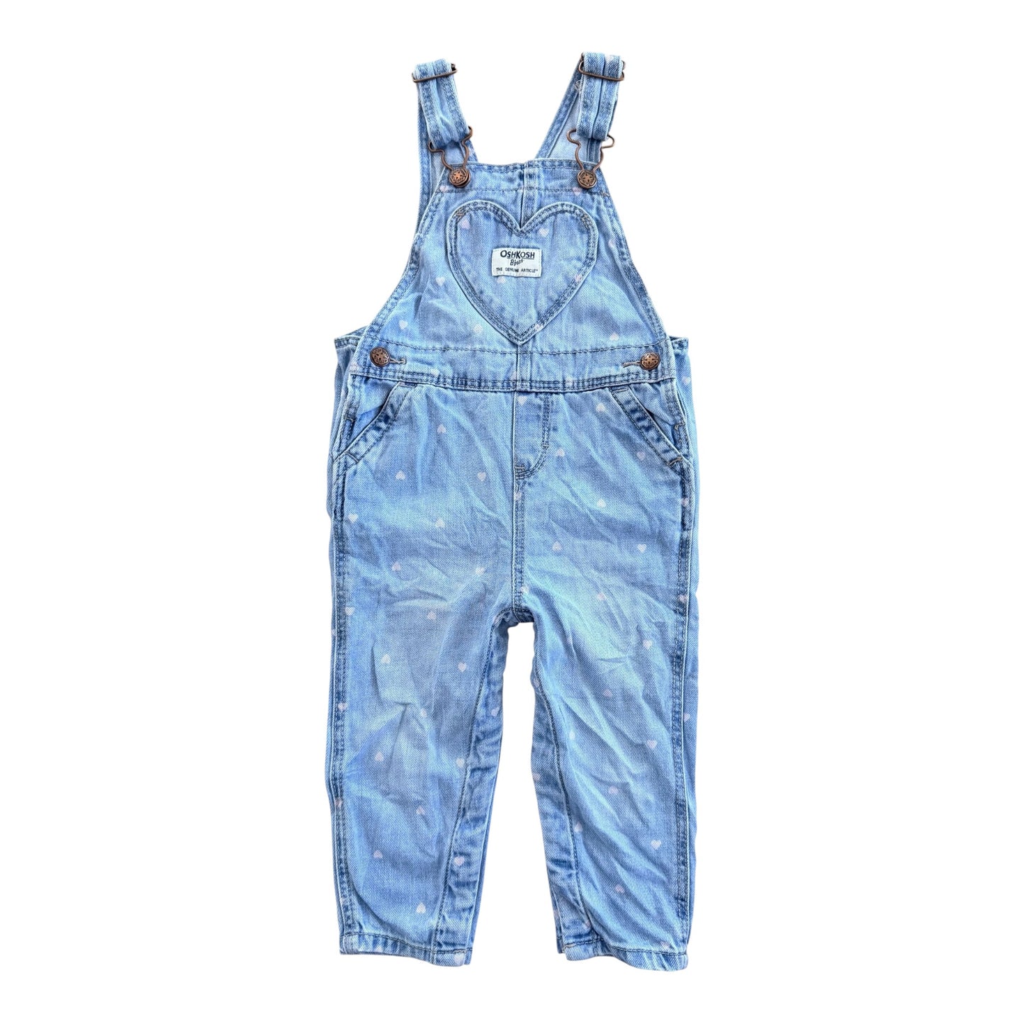Kids OshKosh B’gosh Heart Print Denim Overalls, 18 Months