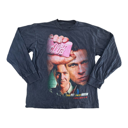 Fight Club Brad Pitt Edward Norton Single Stitch Long Sleeve T-Shirt, Large