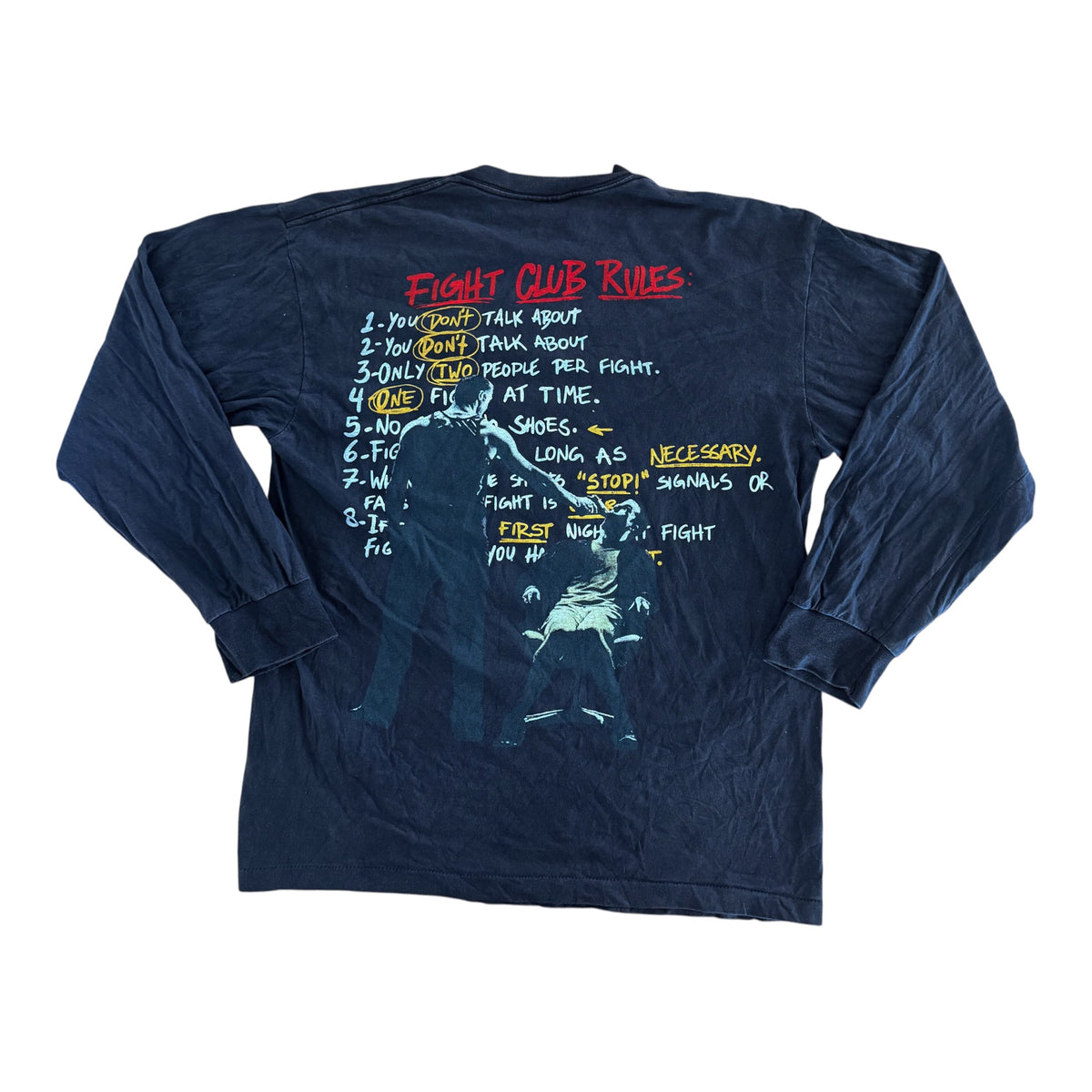 Fight Club Brad Pitt Edward Norton Single Stitch Long Sleeve T-Shirt, Large