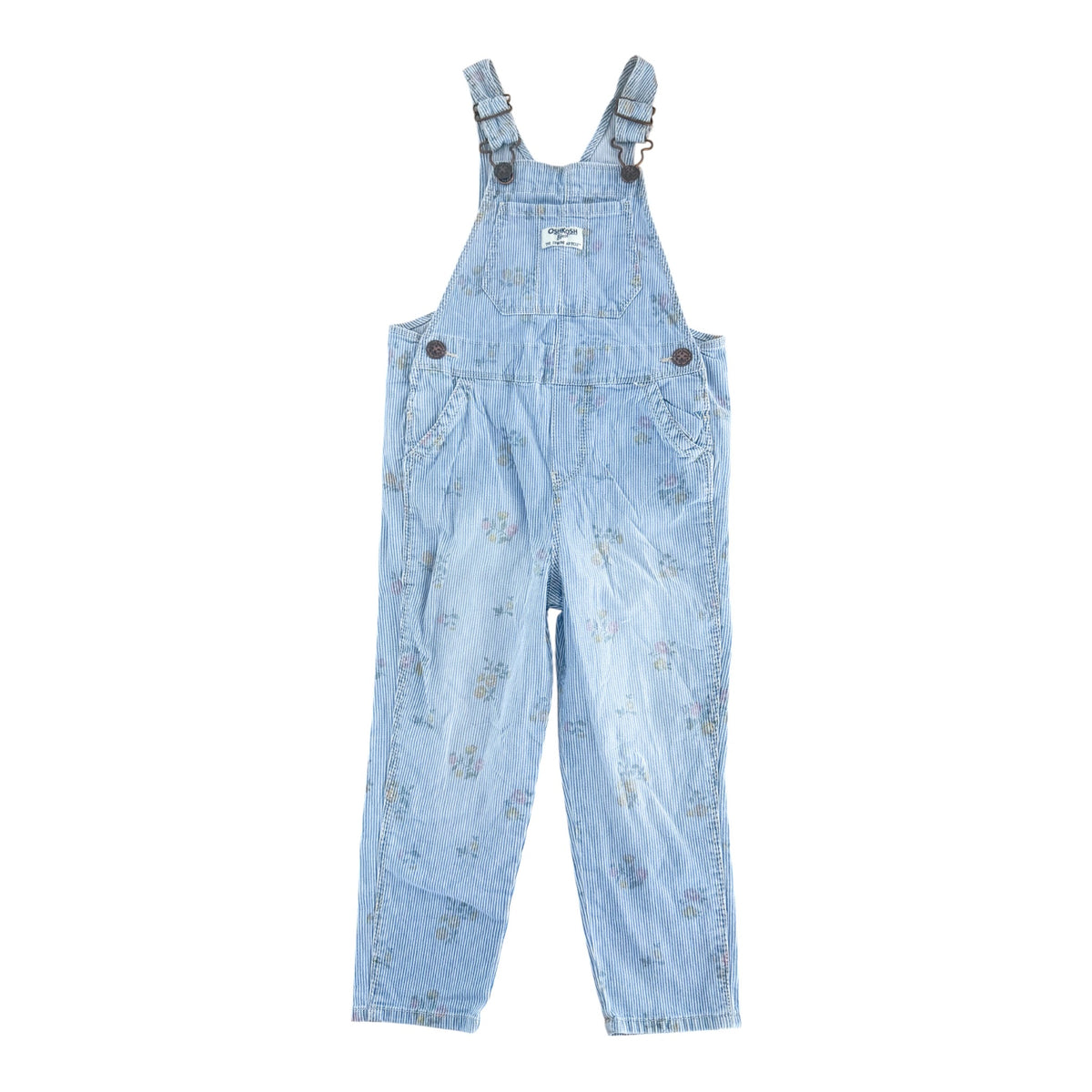 Kids OshKosh B’gosh Floral Hickory Stripe Overalls, 3 Years