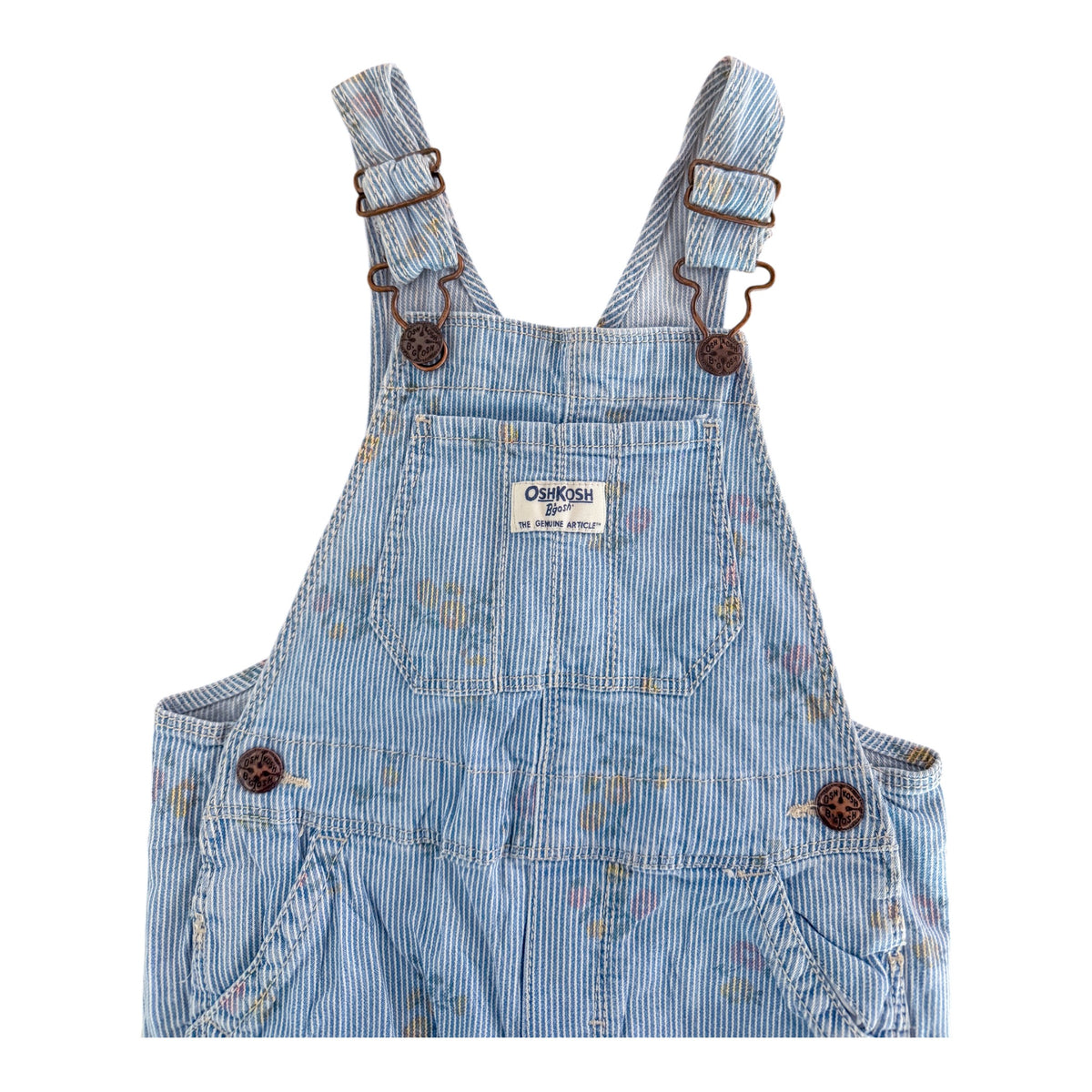 Kids OshKosh B’gosh Floral Hickory Stripe Overalls, 3 Years