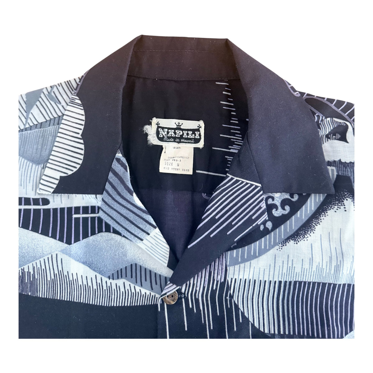 Vintage 1970s Napili Made in Hawaii Scenic Aloha Shirt, Medium