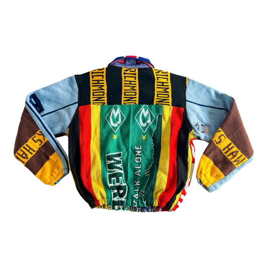Reworked Vintage Sports Scarf Patchwork Jacket, XXL