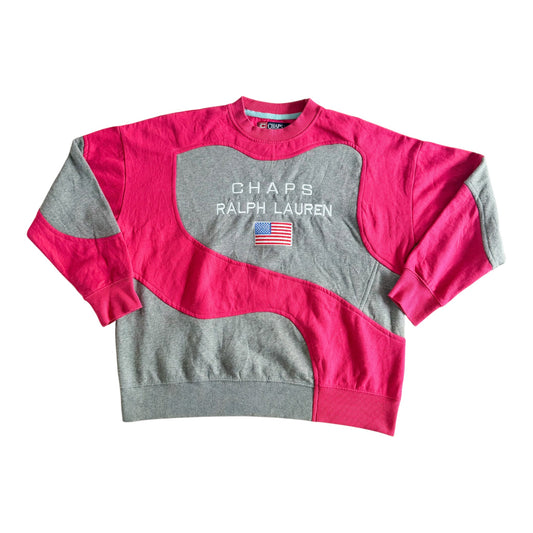 Chaps Ralph Lauren Pink Grey Colour Block Sweatshirt, XL