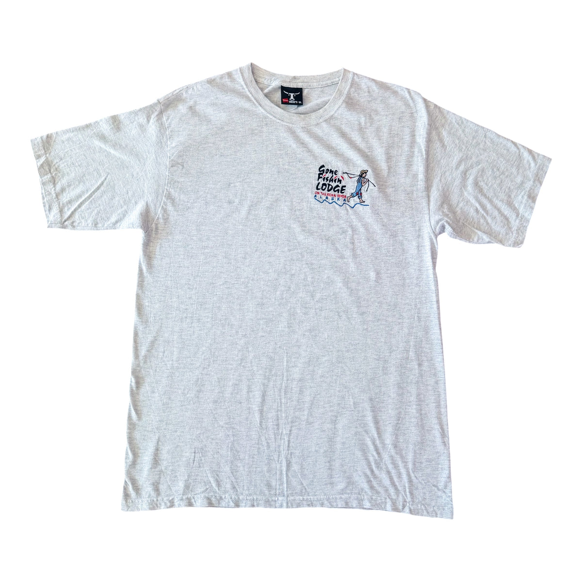 Gone Fishin' Lodge Alaska Embroidered T-Shirt size Medium