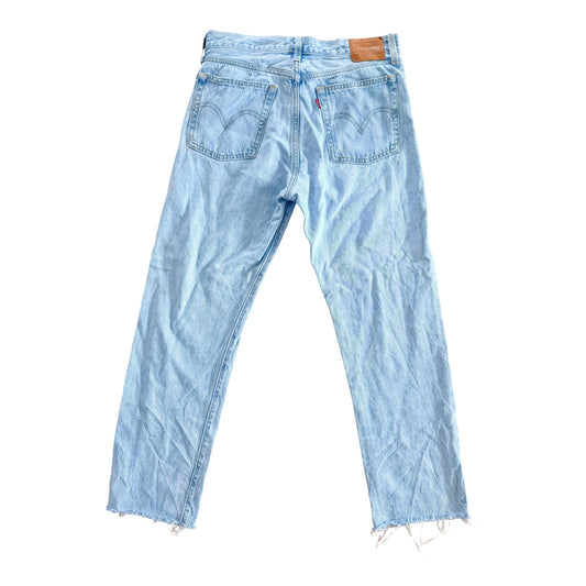 Levi's Premium 501 Light Wash Raw Hem Denim Jeans, 32W 29L