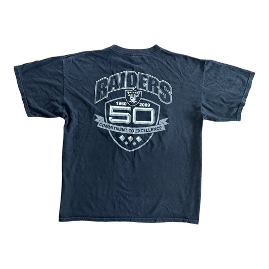 Oakland Raiders 50th Anniversary Double Sided NFL Graphic T-Shirt, XL