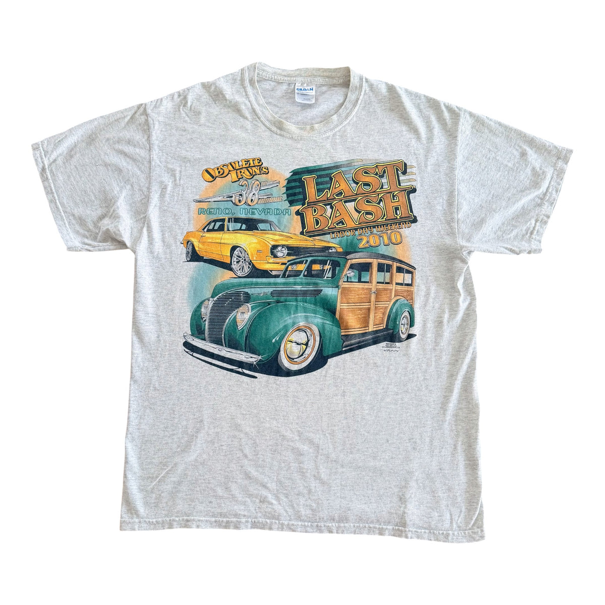 Obsolete Iron's 2010 Last Bash Classic Car Graphic T-Shirt, Large