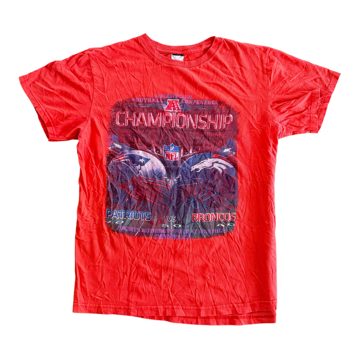 New England Patriots Denver Broncos AFC Championship Graphic T-Shirt, Large