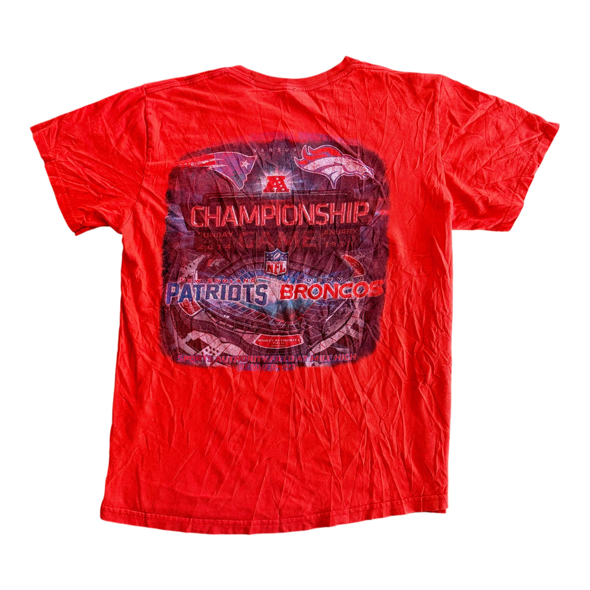 New England Patriots Denver Broncos AFC Championship Graphic T-Shirt, Large