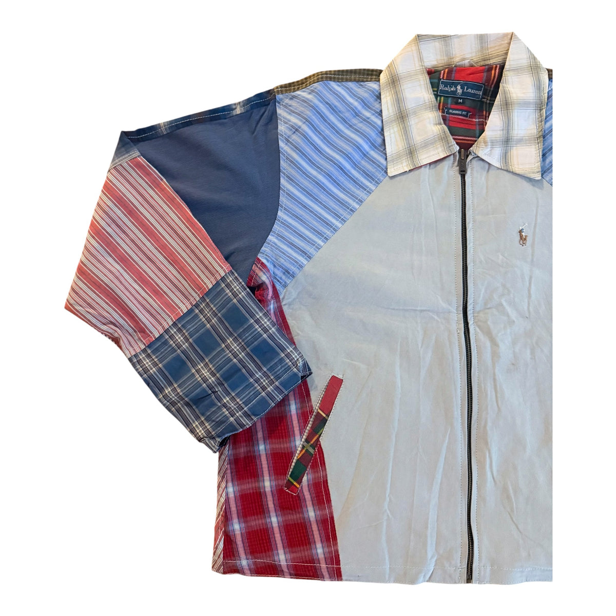 Ralph Lauren Rework Patchwork Oxford Shirt Jacket, Large