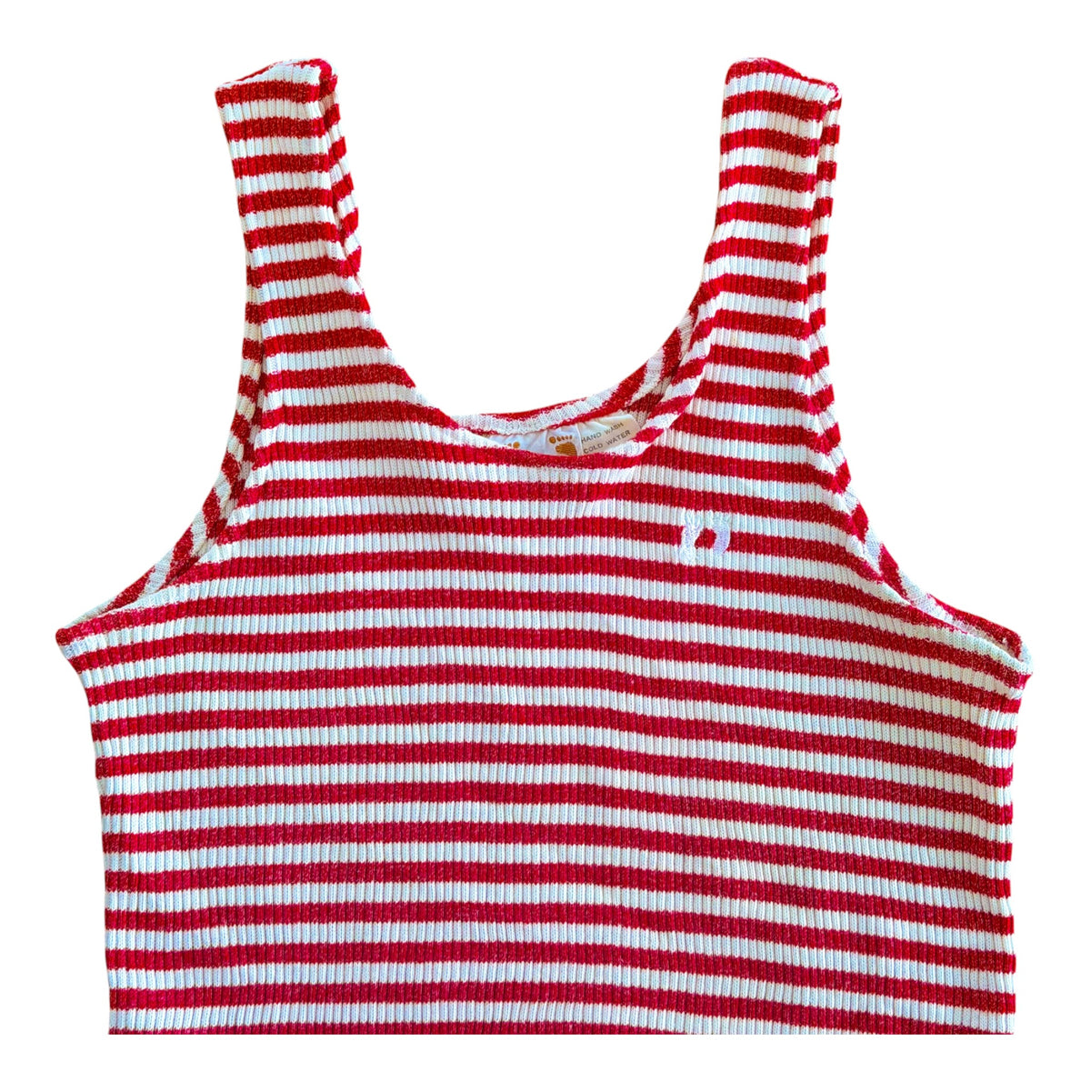 Vintage 1970s Hang Ten Red White Striped Ribbed Singlet size XS