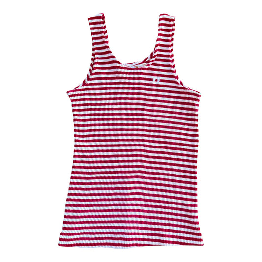 Vintage 1970s Hang Ten Red White Striped Ribbed Singlet size XS